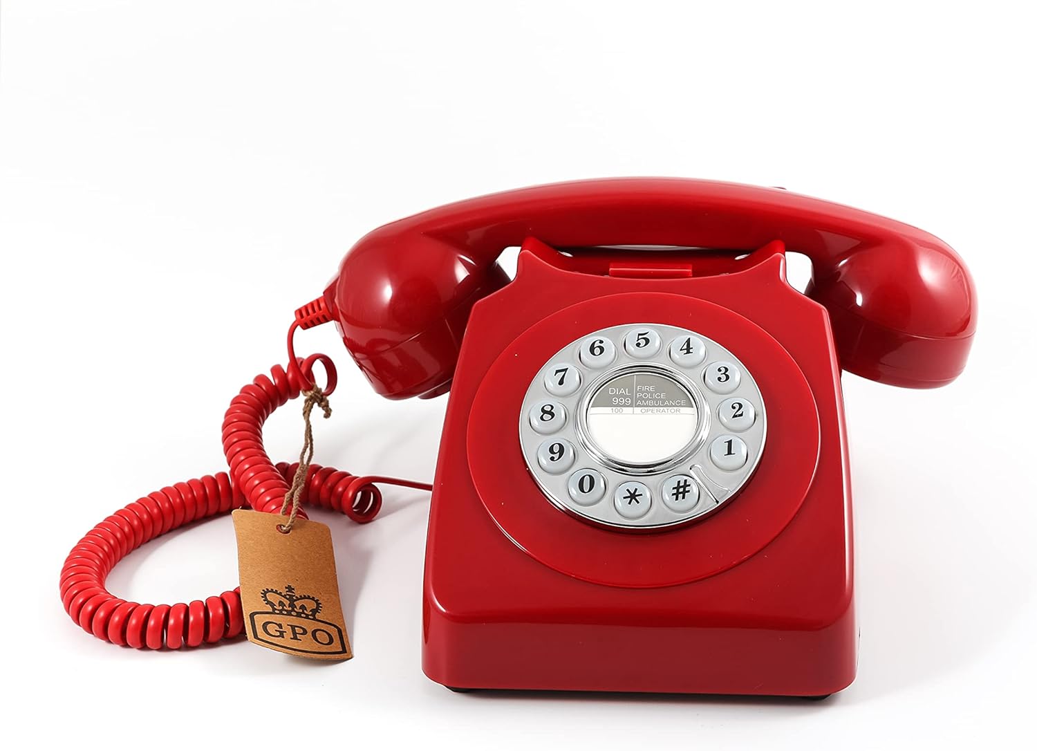 Gpo 746 Telefono a Quadrante Push Button, Rosso - immagine 1