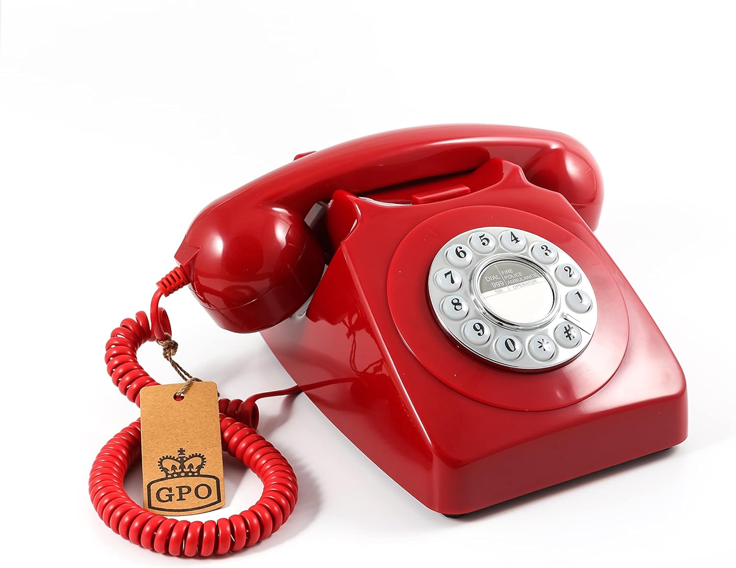 Gpo 746 Telefono a Quadrante Push Button, Rosso - immagine 2