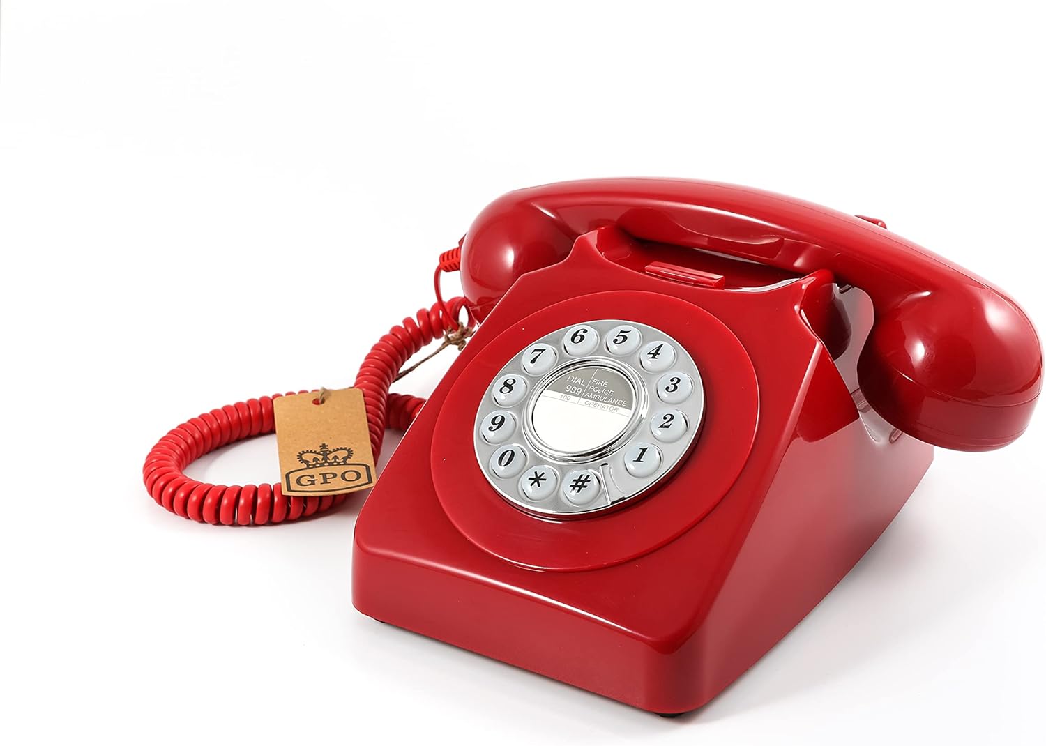 Gpo 746 Telefono a Quadrante Push Button, Rosso - immagine 3