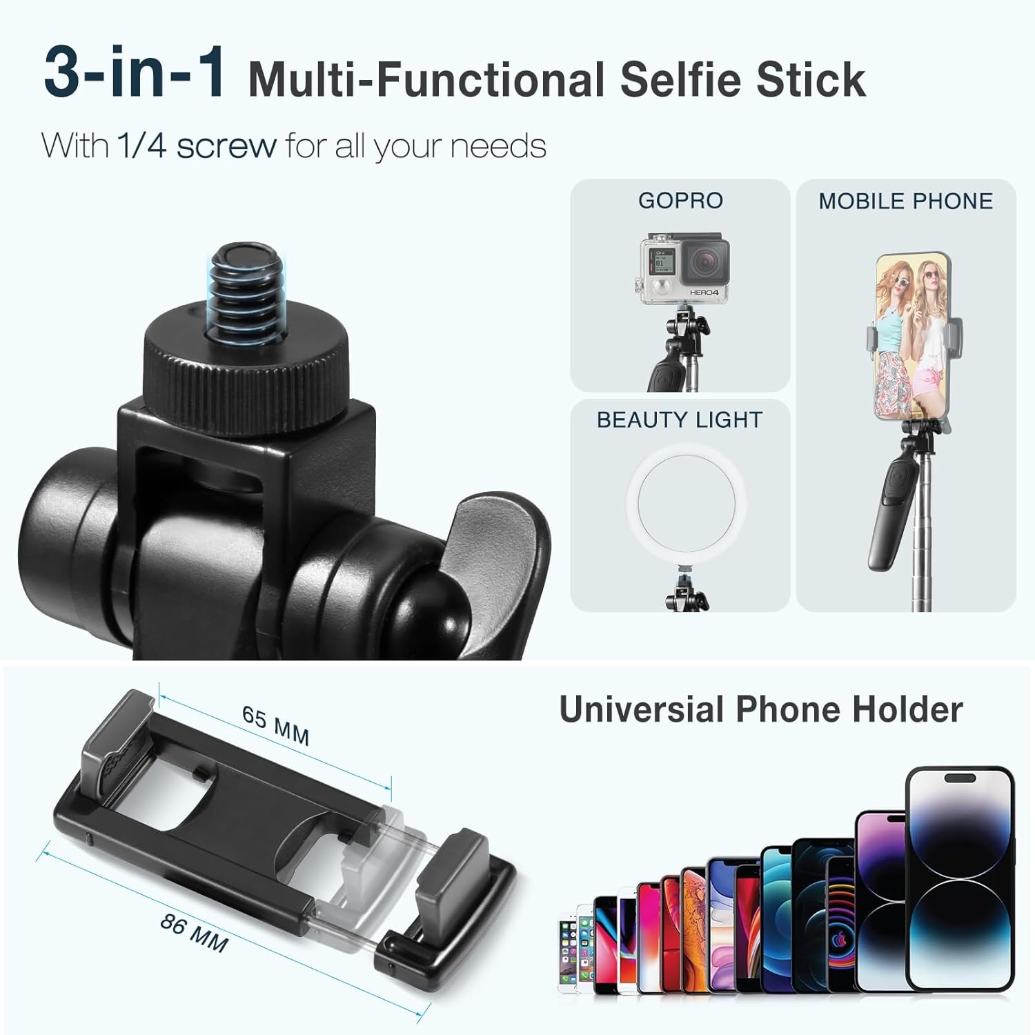 Vinabo Bastone Selfie Bluetooth 3 in 1 - 160cm - immagine 2