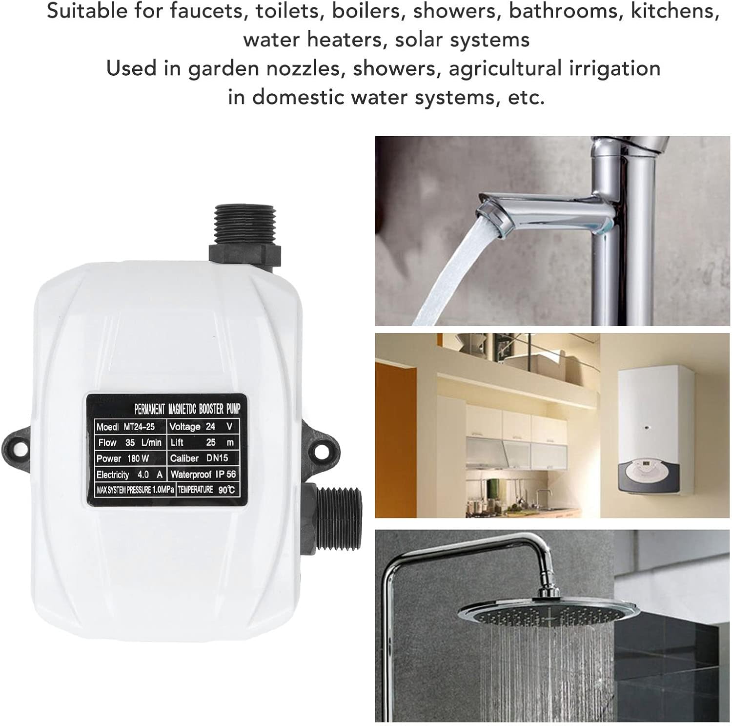 Pompa Booster Pressione Acqua DC 24V 180W - immagine 3