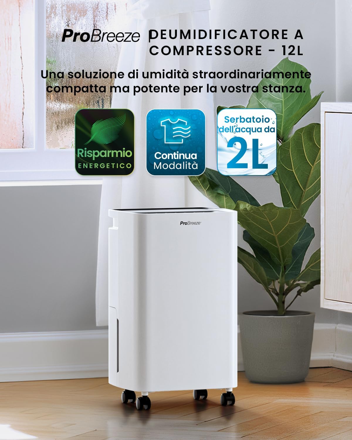 Pro Breeze Deumidificatore a Compressore 6L con Serbatoio 2L - immagine 2