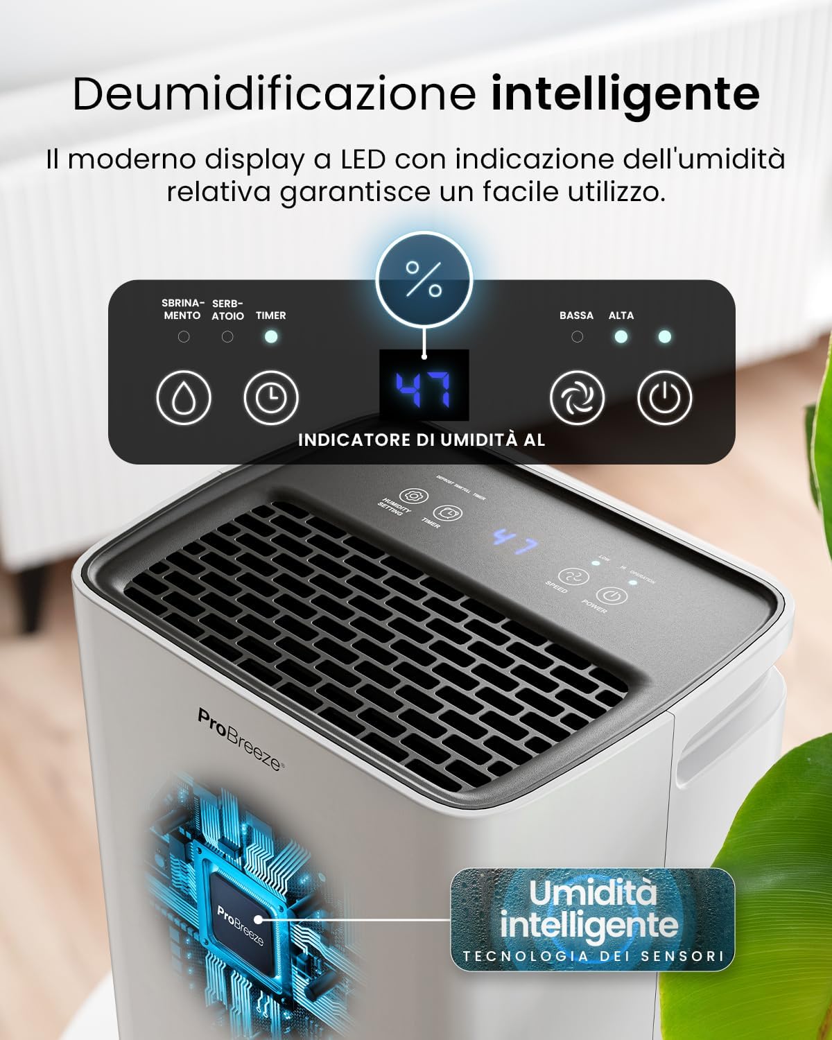 Pro Breeze Deumidificatore a Compressore 6L con Serbatoio 2L - immagine 8