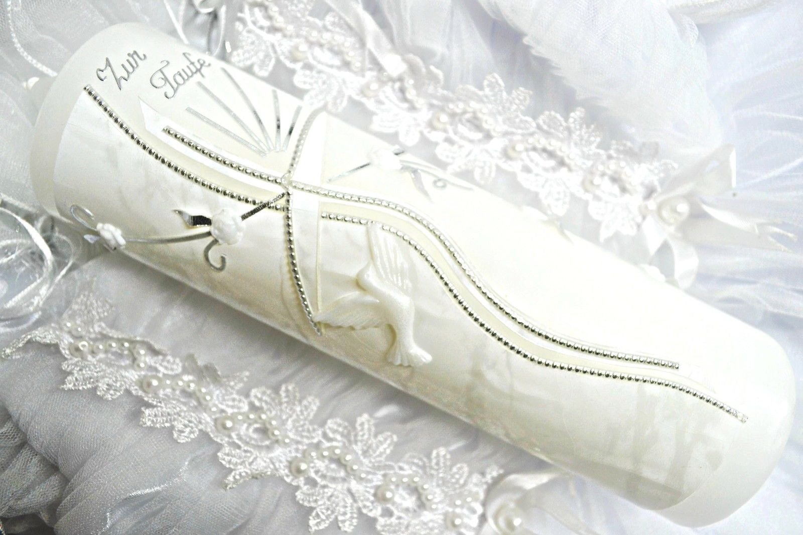 VT-45 - Candela per battesimo e comunione, 250/70 mm, con accessori per scrivere