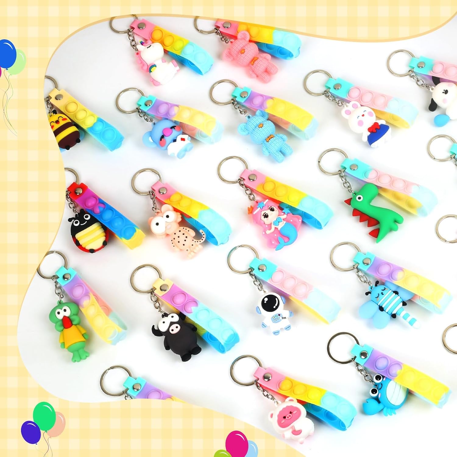 32 Pezzi Portachiavi Animale con Pop it Fidget Toys - immagine 2