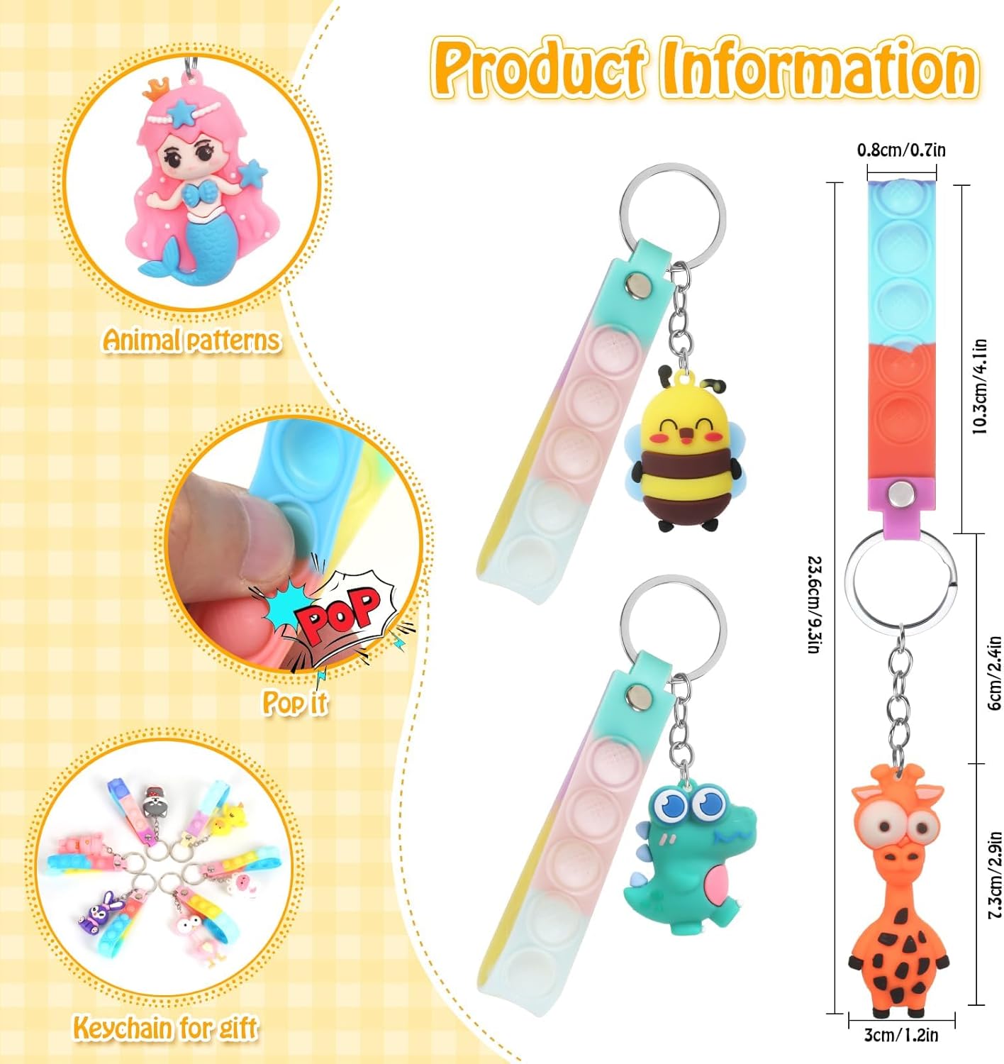 32 Pezzi Portachiavi Animale con Pop it Fidget Toys - immagine 3