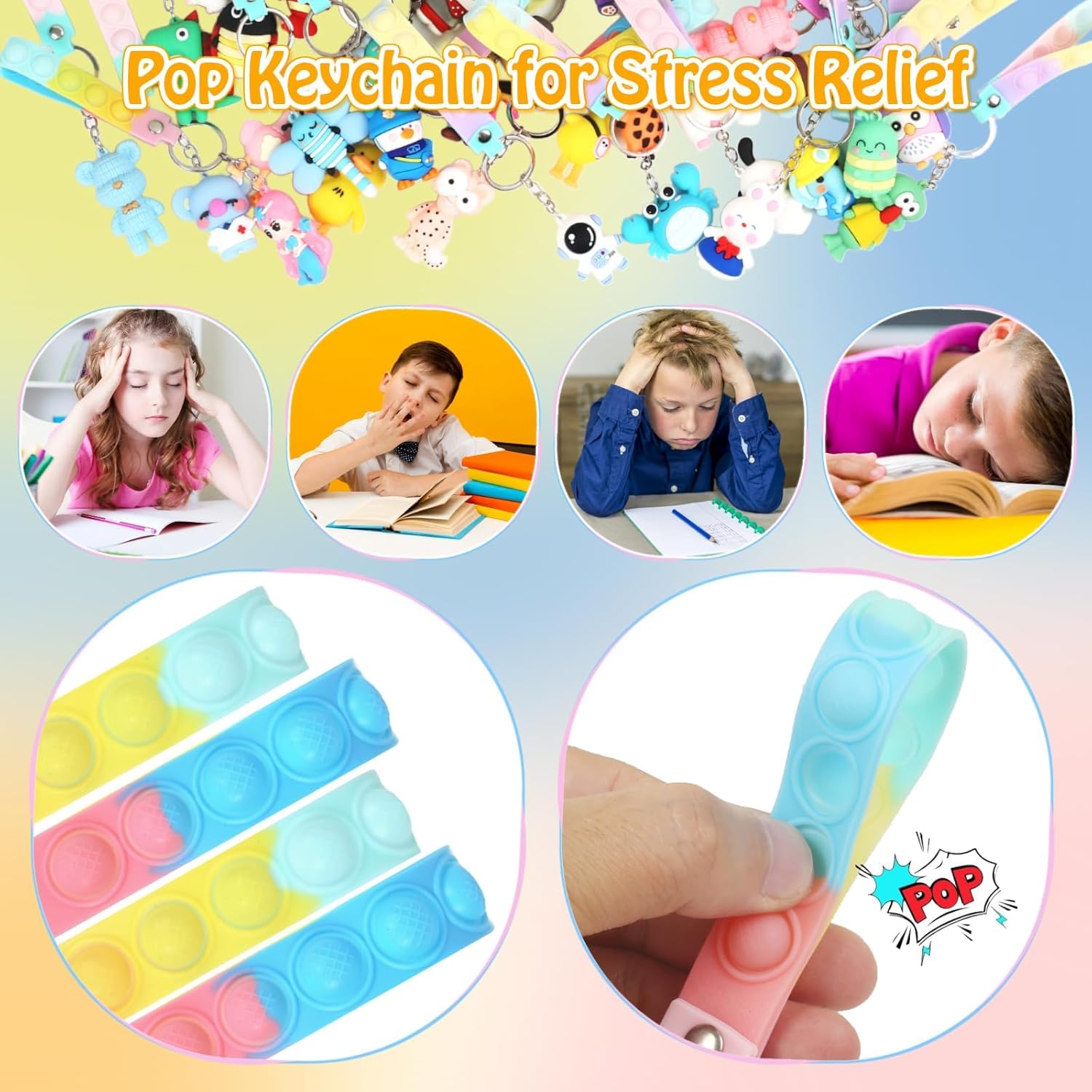 32 Pezzi Portachiavi Animale con Pop it Fidget Toys - immagine 4
