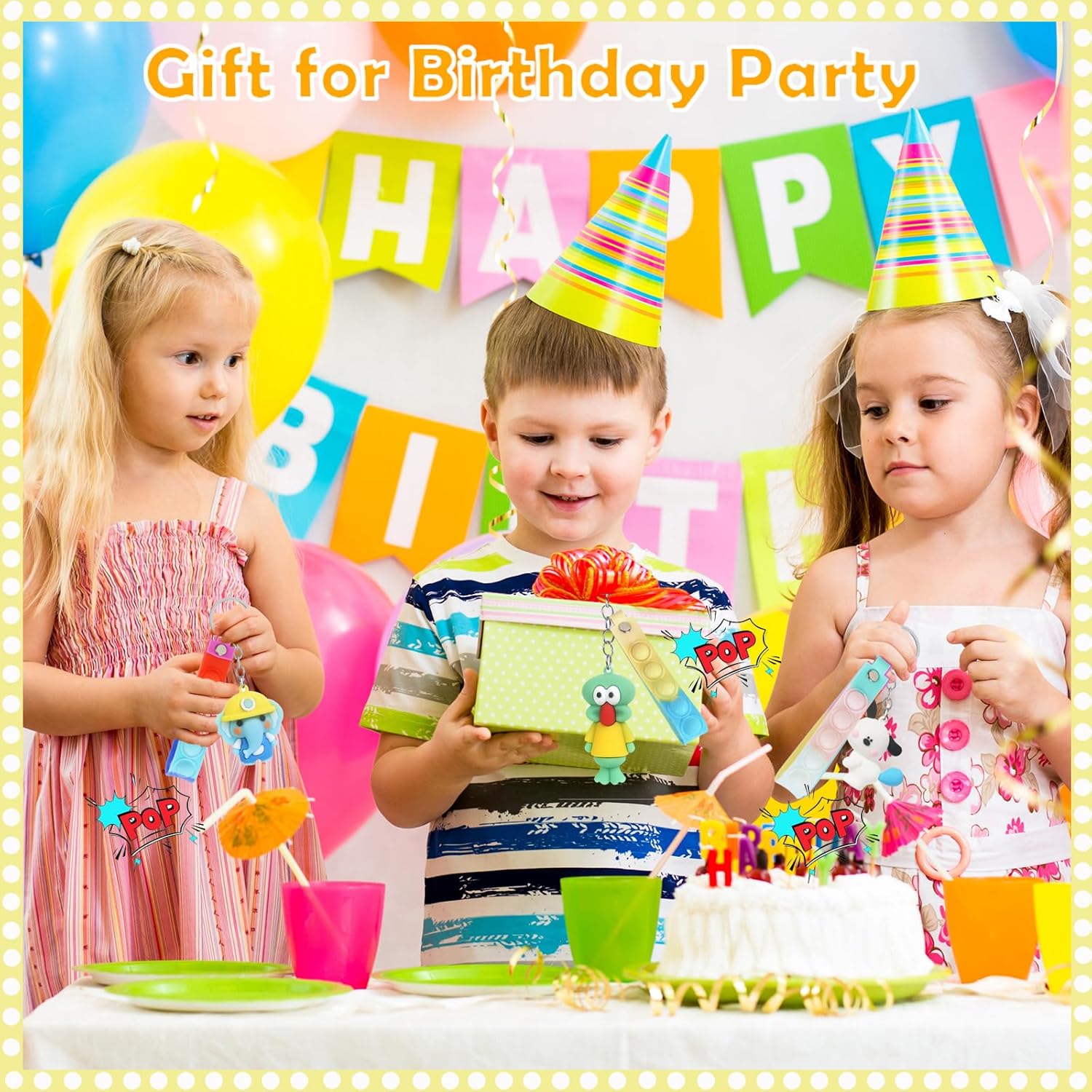 32 Pezzi Portachiavi Animale con Pop it Fidget Toys - immagine 6