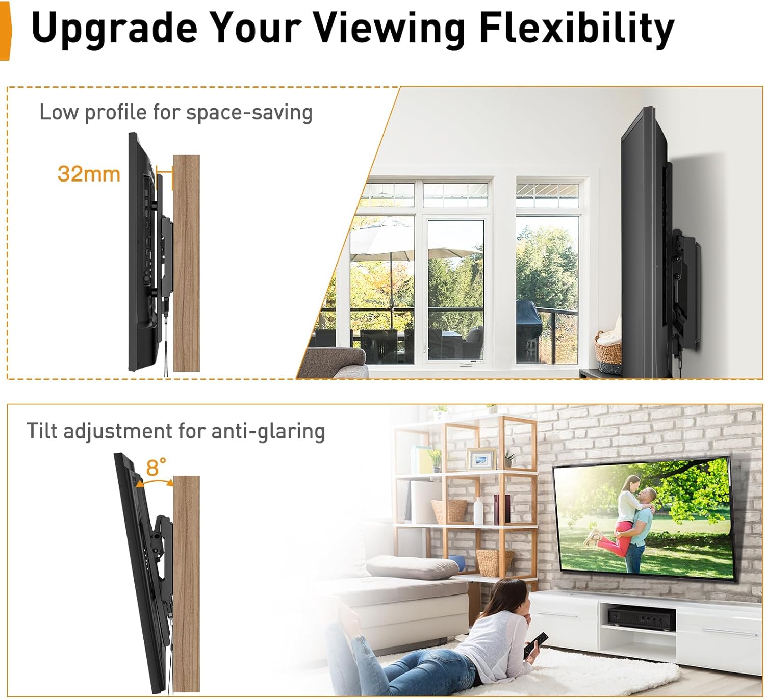 Perlegear Supporto TV Parete Inclinabile 26"-65" - immagine 2