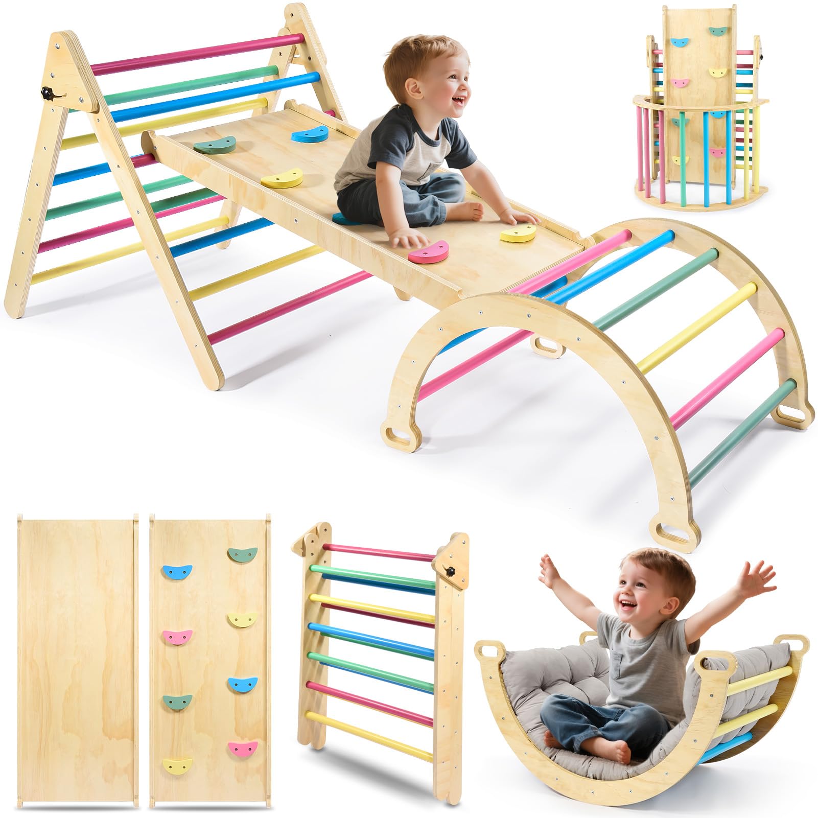 Struttura Arrampicata in Legno per Bambini - Arcobaleno