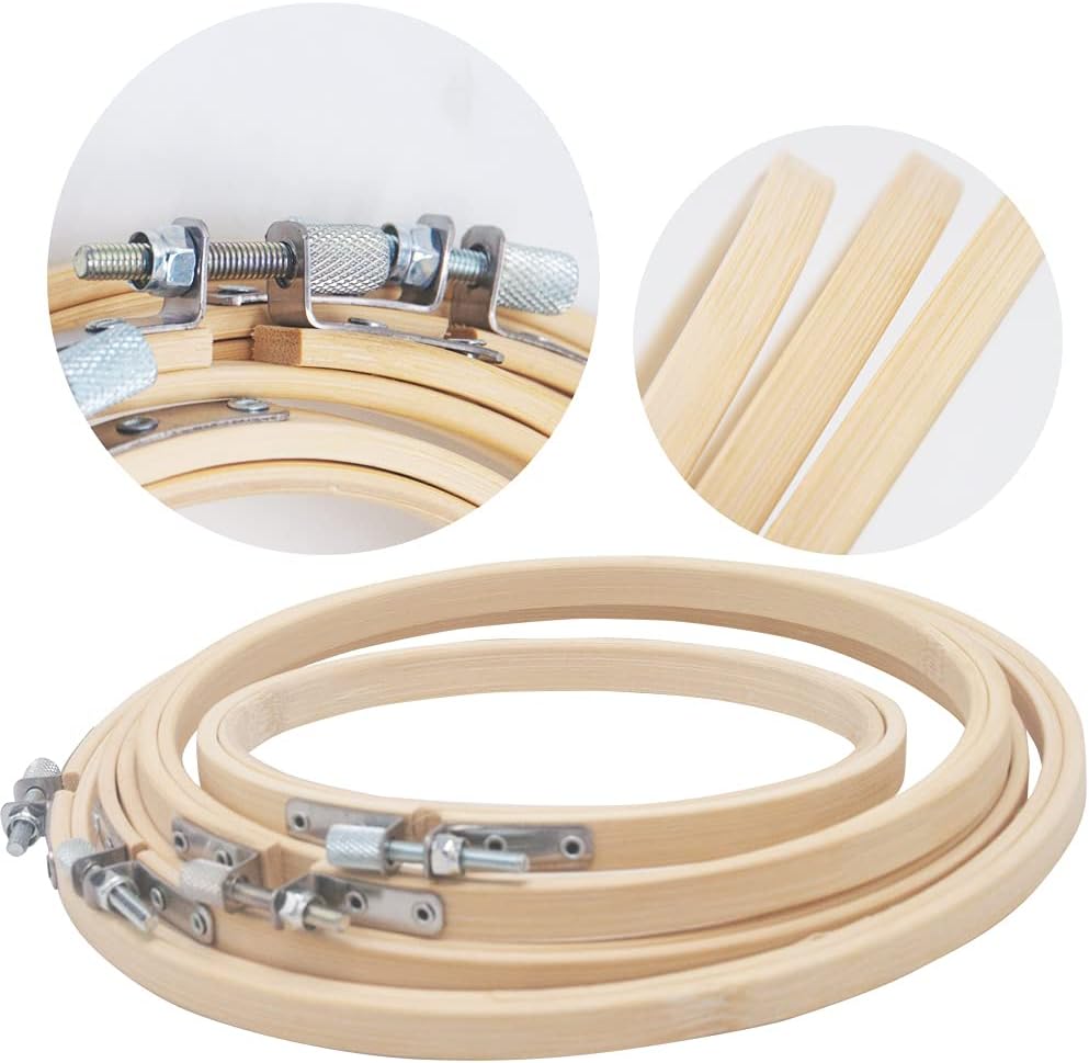 Lamxd Telaio da Ricamo in Bambù Rotondo (4 PCS) - immagine 6