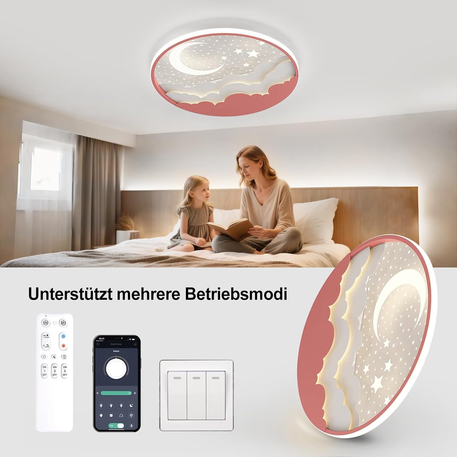 Yzbeimdai Plafoniera LED Bambini Stella Luna 50cm - immagine 5