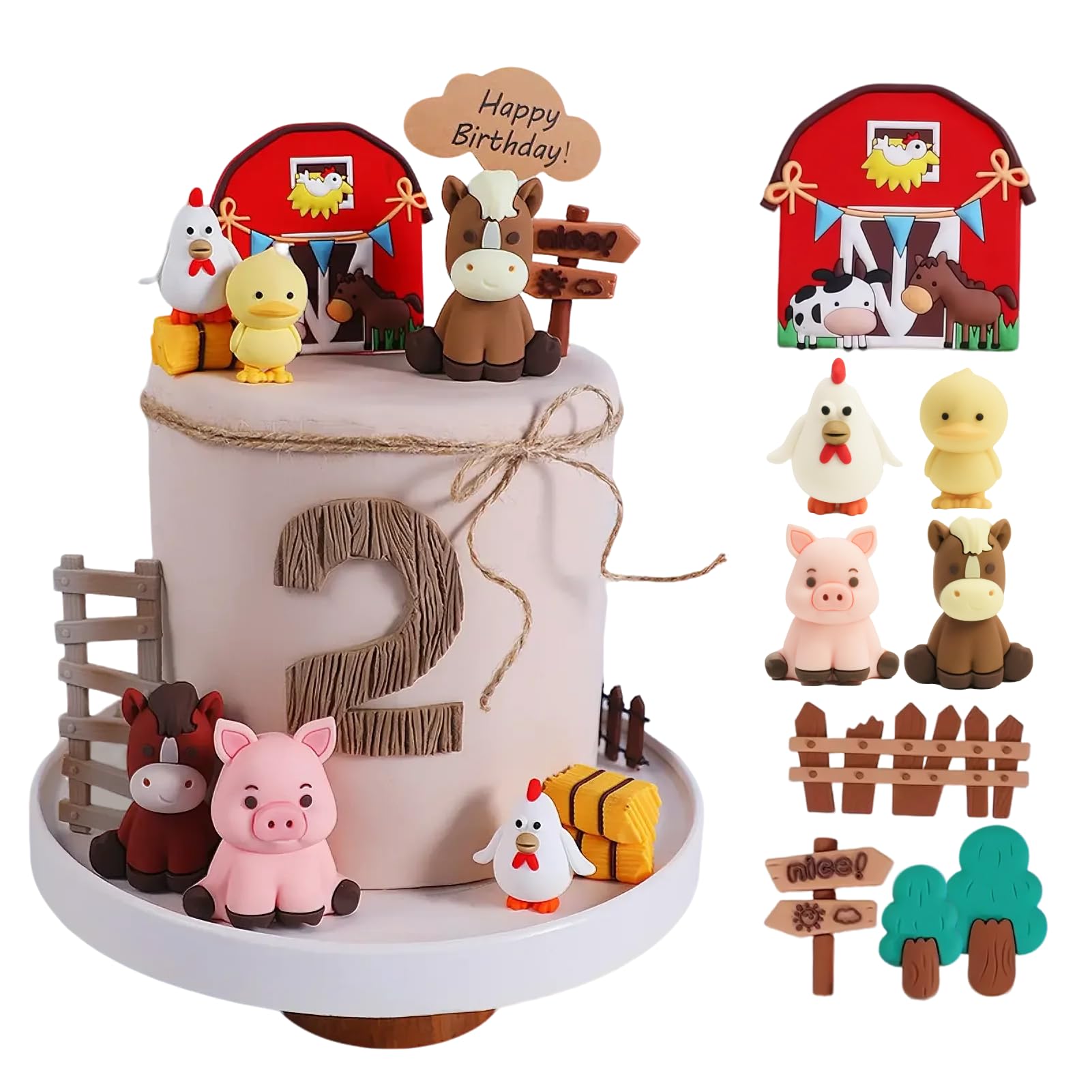 Decorazioni Torta Tema Fattoria Animali