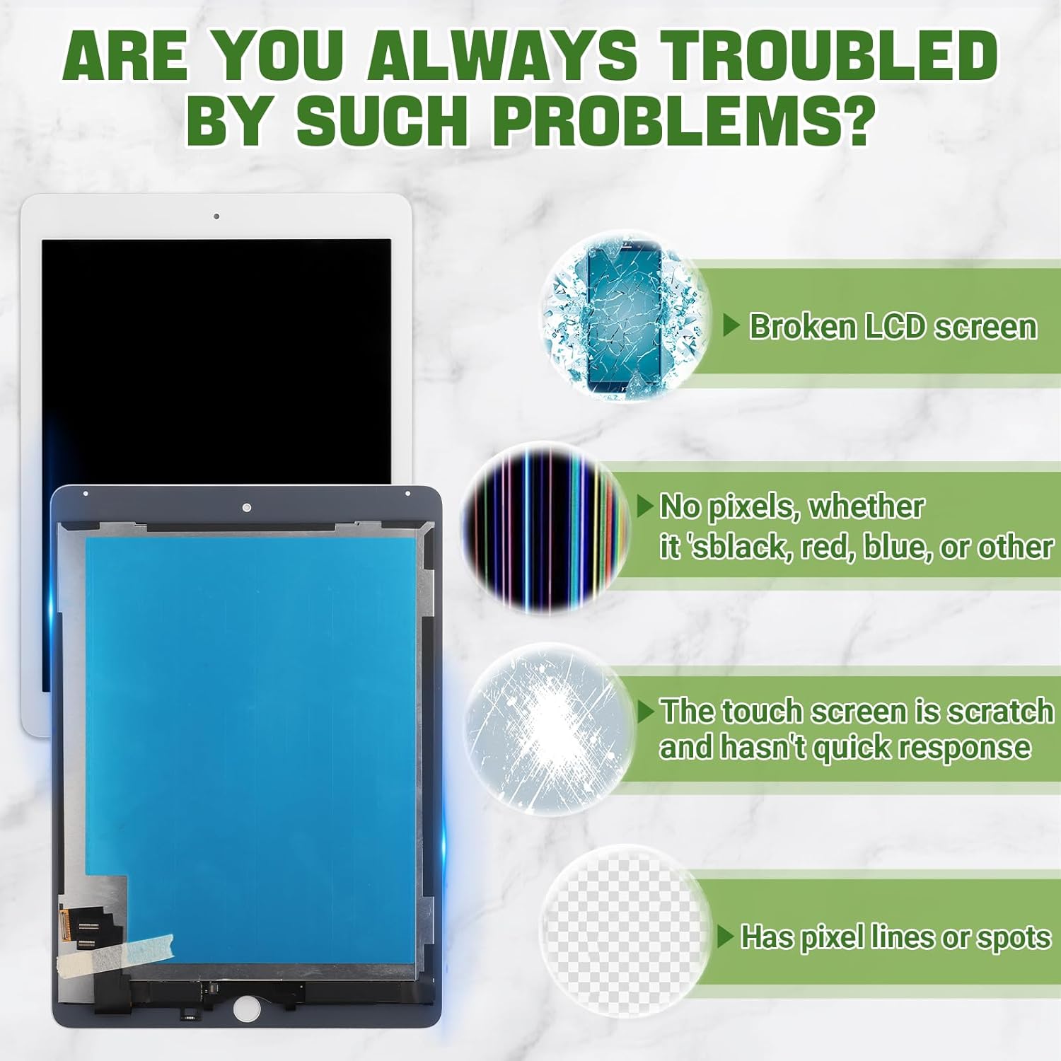 Display LCD di Ricambio per iPad Air 2 9.7", Bianco - immagine 3