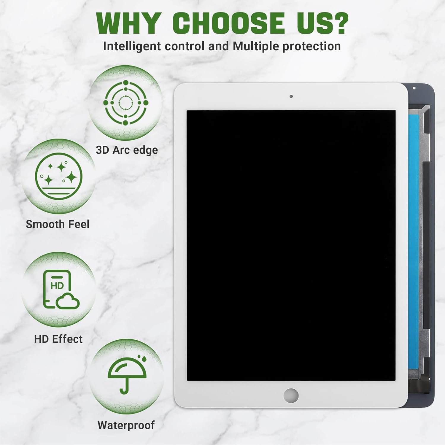 Display LCD di Ricambio per iPad Air 2 9.7", Bianco - immagine 4