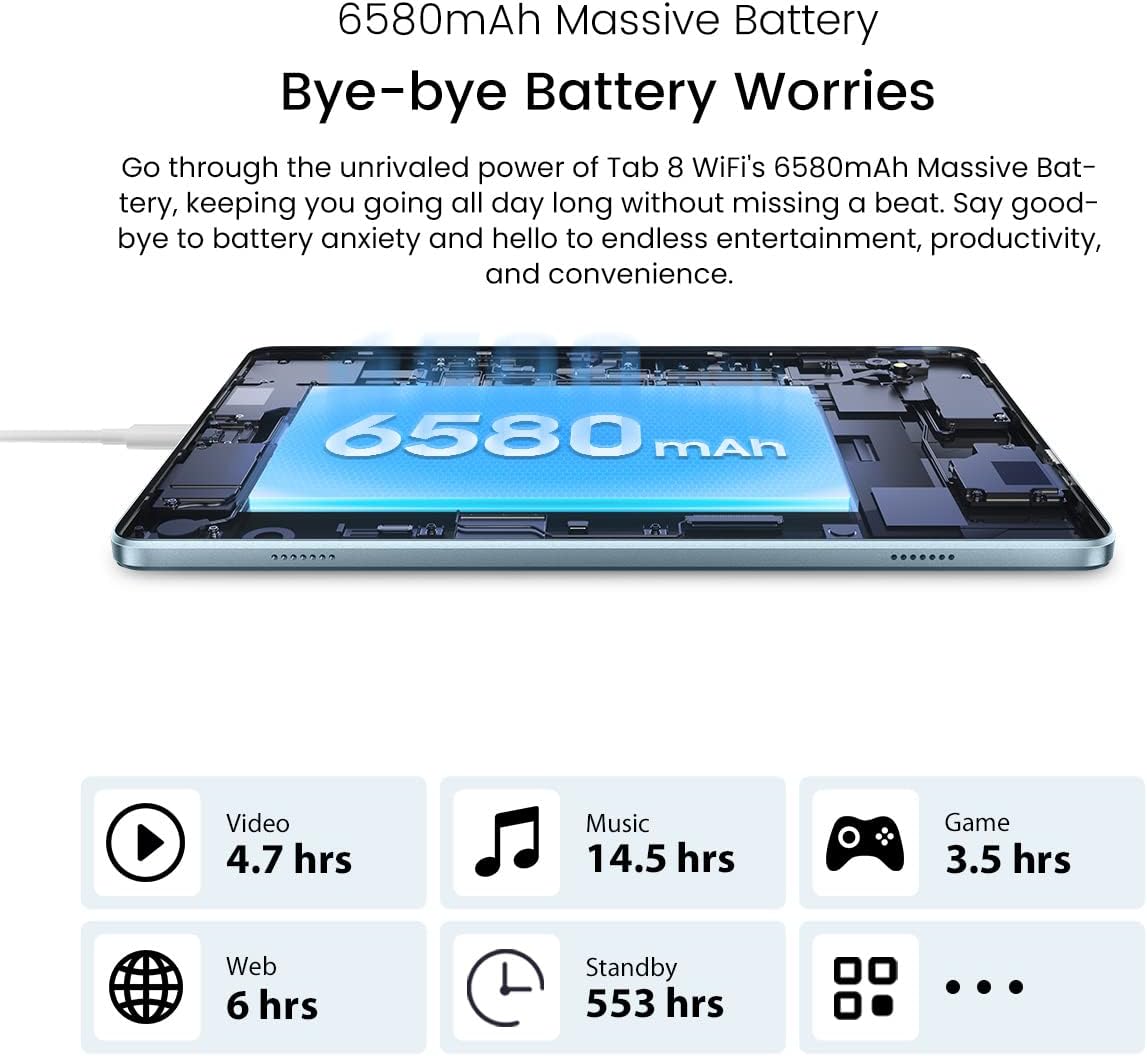 Blackview Tab 8 WIFI - Tablet Android 12 10,1" HD+, Grigio - immagine 8