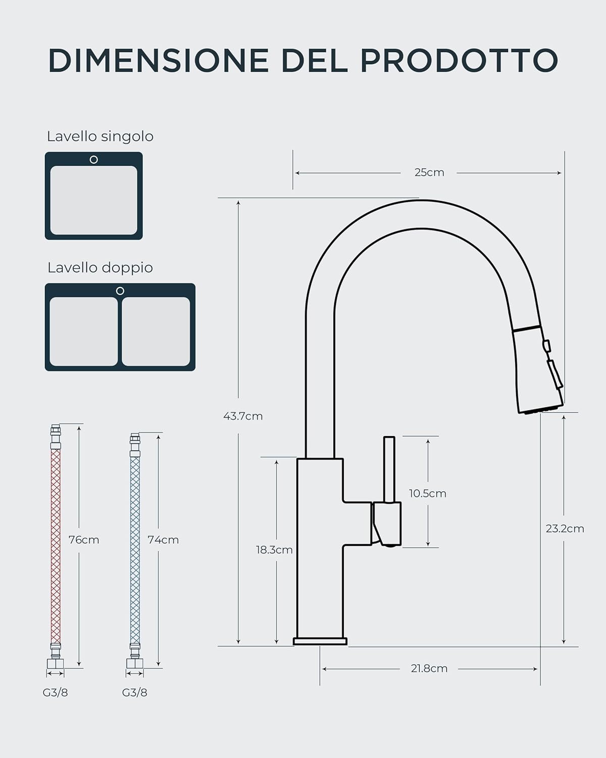 Forious Rubinetto Lavello Cucina con Doccetta Estraibile - immagine 2
