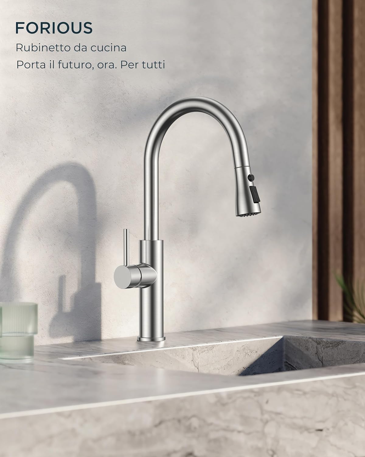Forious Rubinetto Lavello Cucina con Doccetta Estraibile - immagine 3