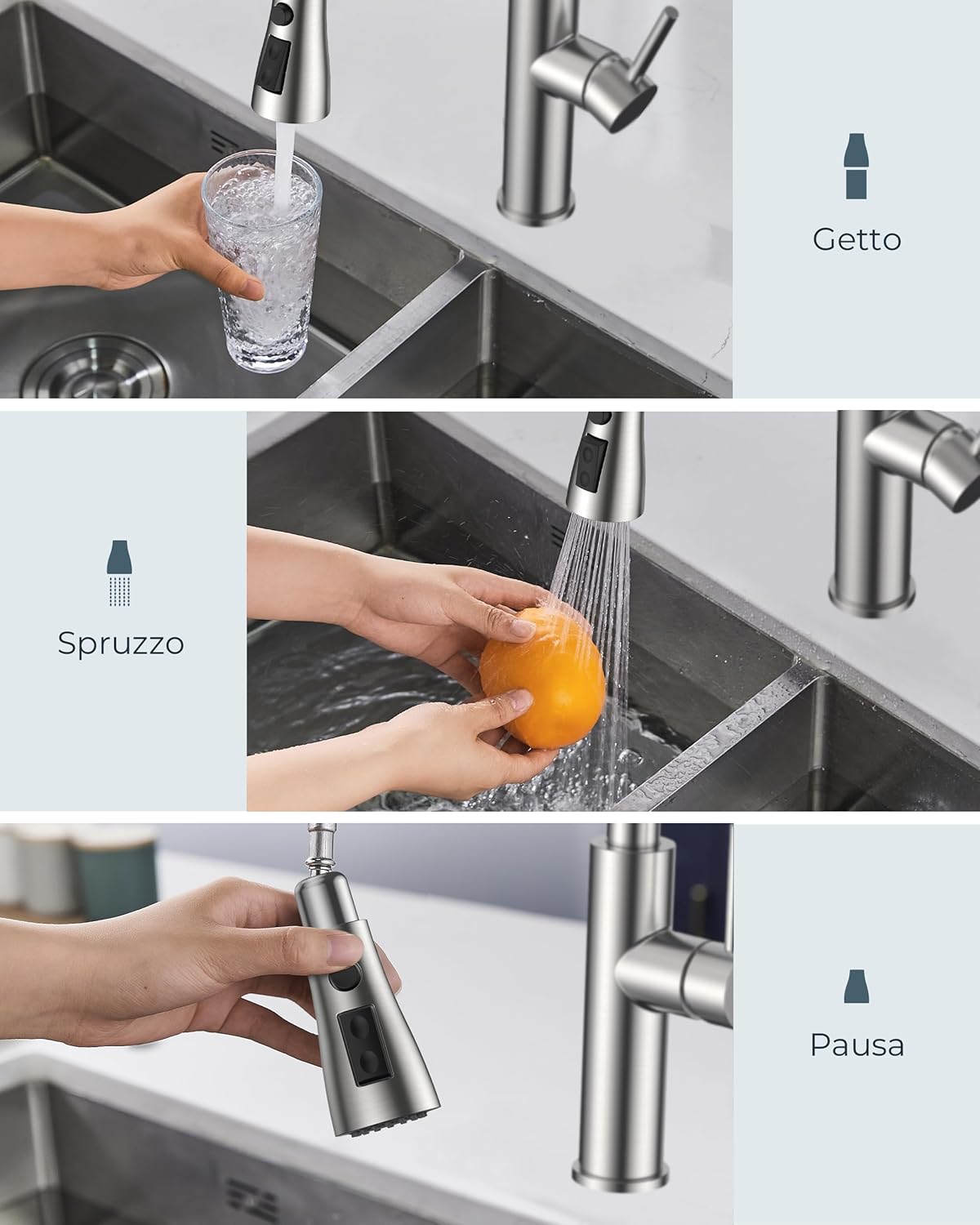 Forious Rubinetto Lavello Cucina con Doccetta Estraibile - immagine 4