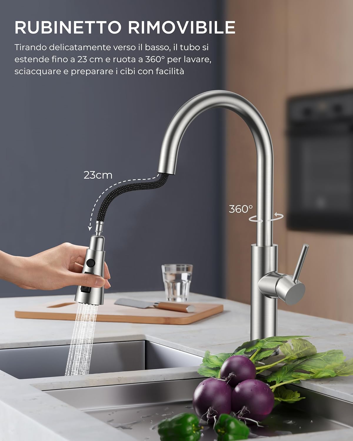 Forious Rubinetto Lavello Cucina con Doccetta Estraibile - immagine 5