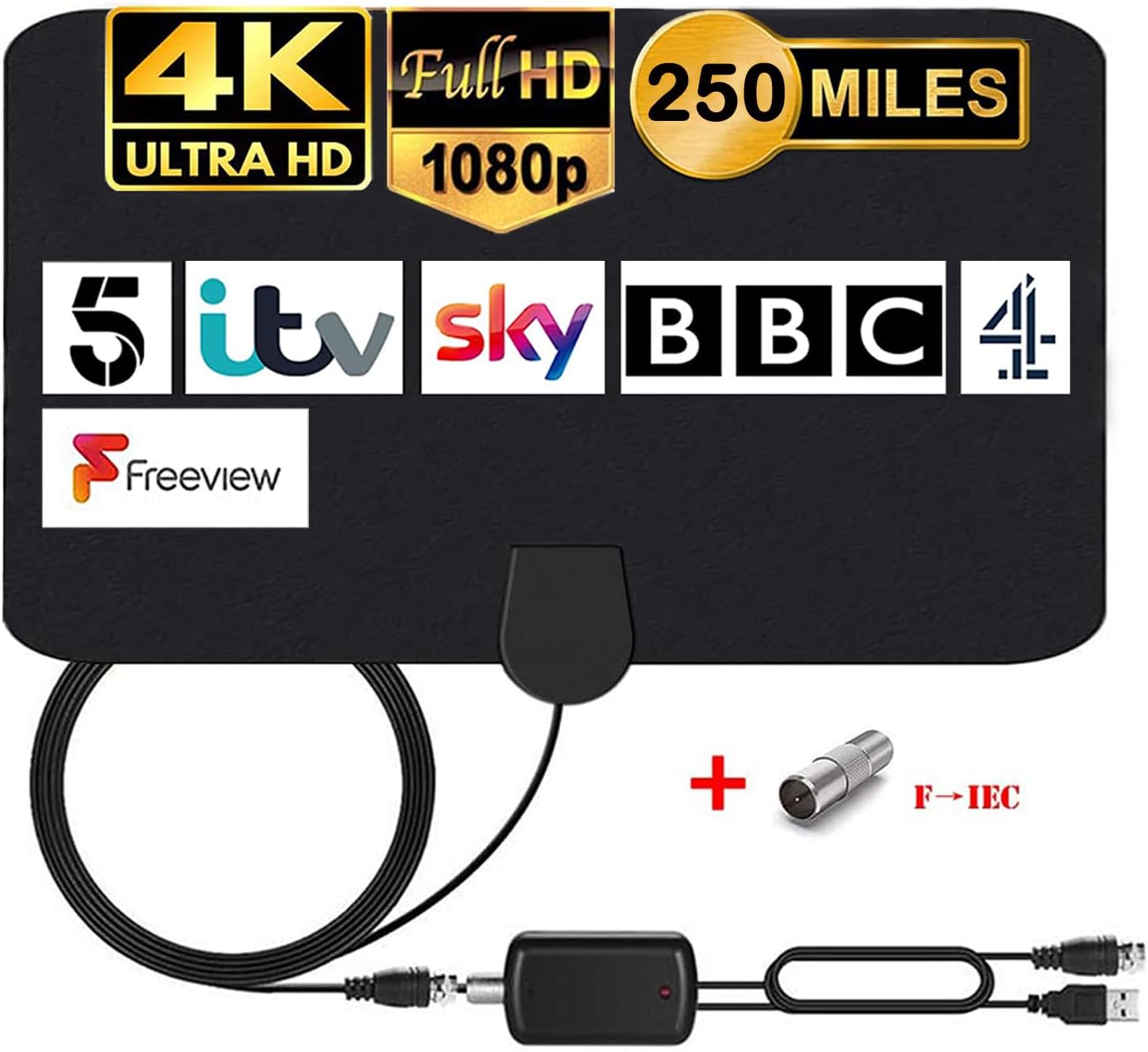 Miliwan Antenna TV Interna con Amplificatore Segnale - immagine 1