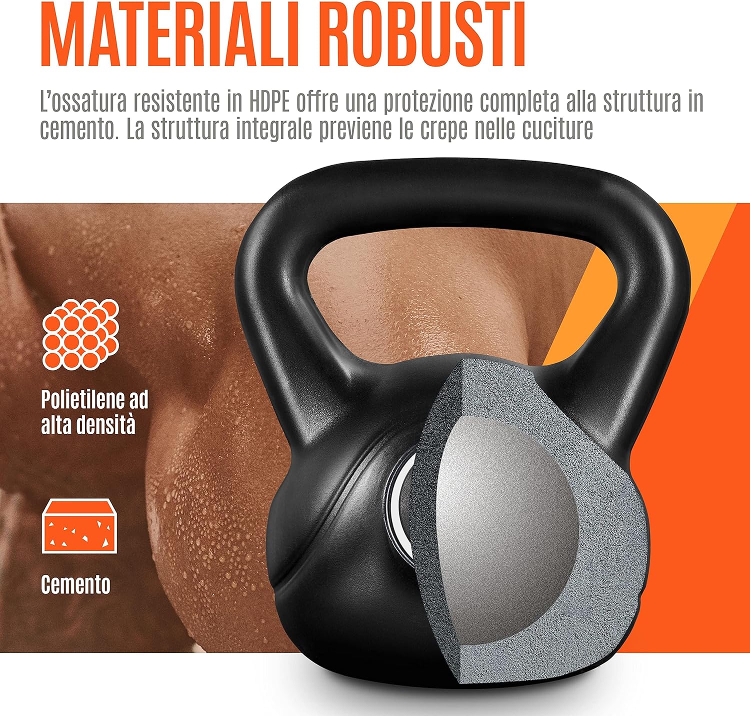 Yaheetech Kettlebell in HDPE e Cemento, Nero - immagine 3