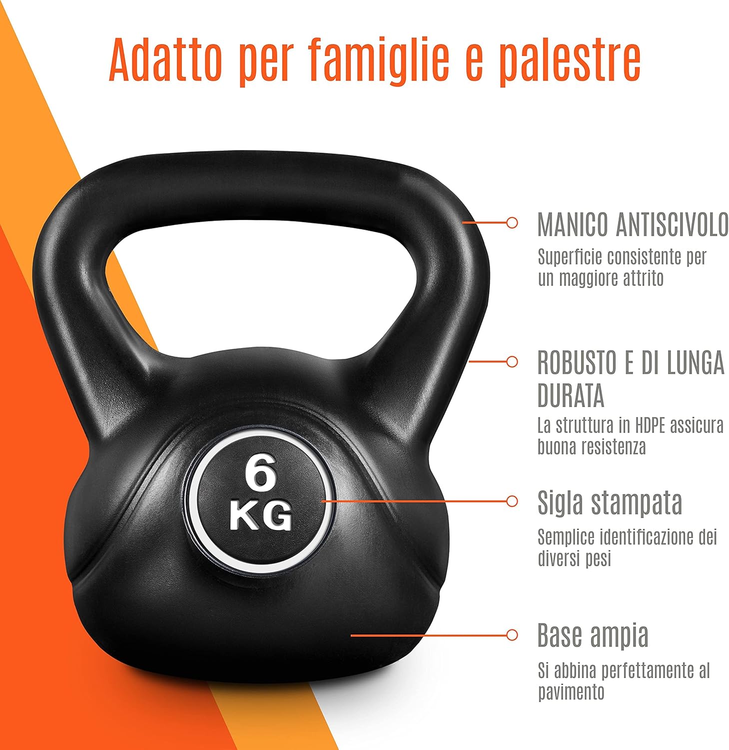 Yaheetech Kettlebell in HDPE e Cemento, Nero - immagine 4