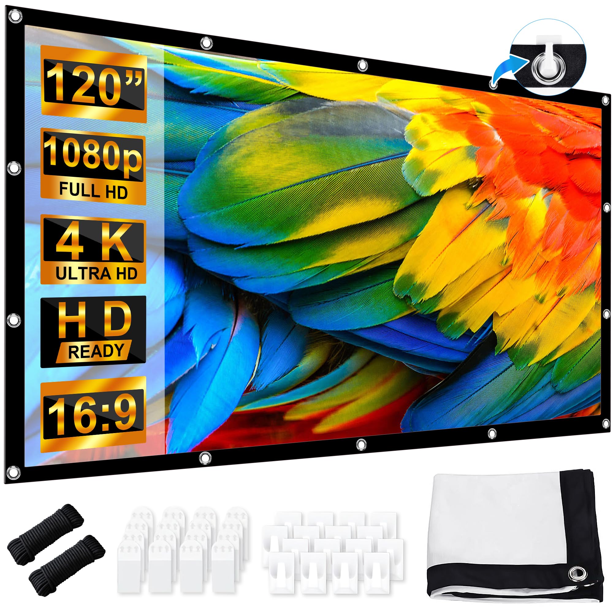 Leorfi Schermo per Proiettore 120 Pollici 16:9 4K Full HD