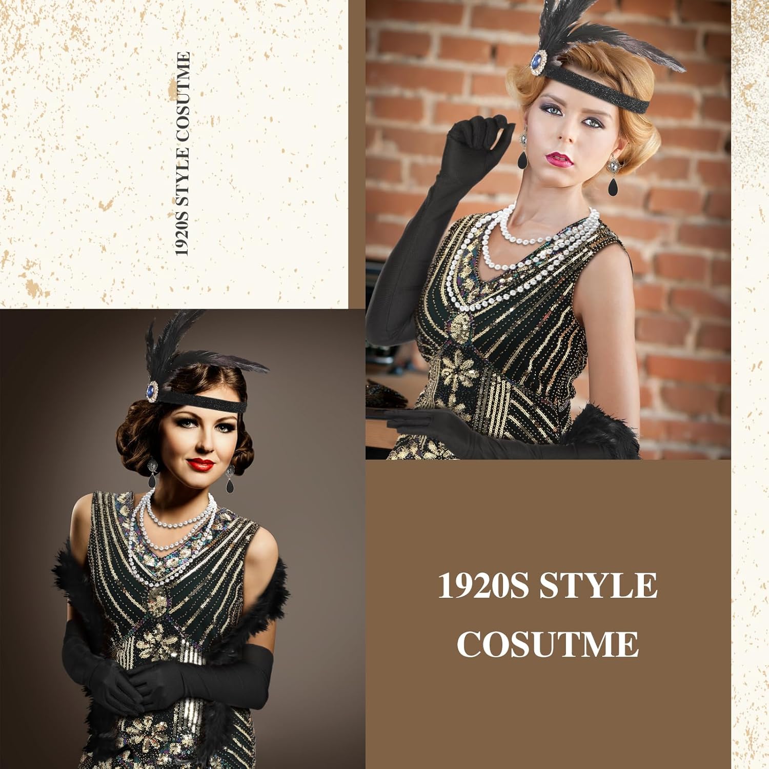 Set 9 Accessori Anni '20 per Donna - Verde, L - immagine 3