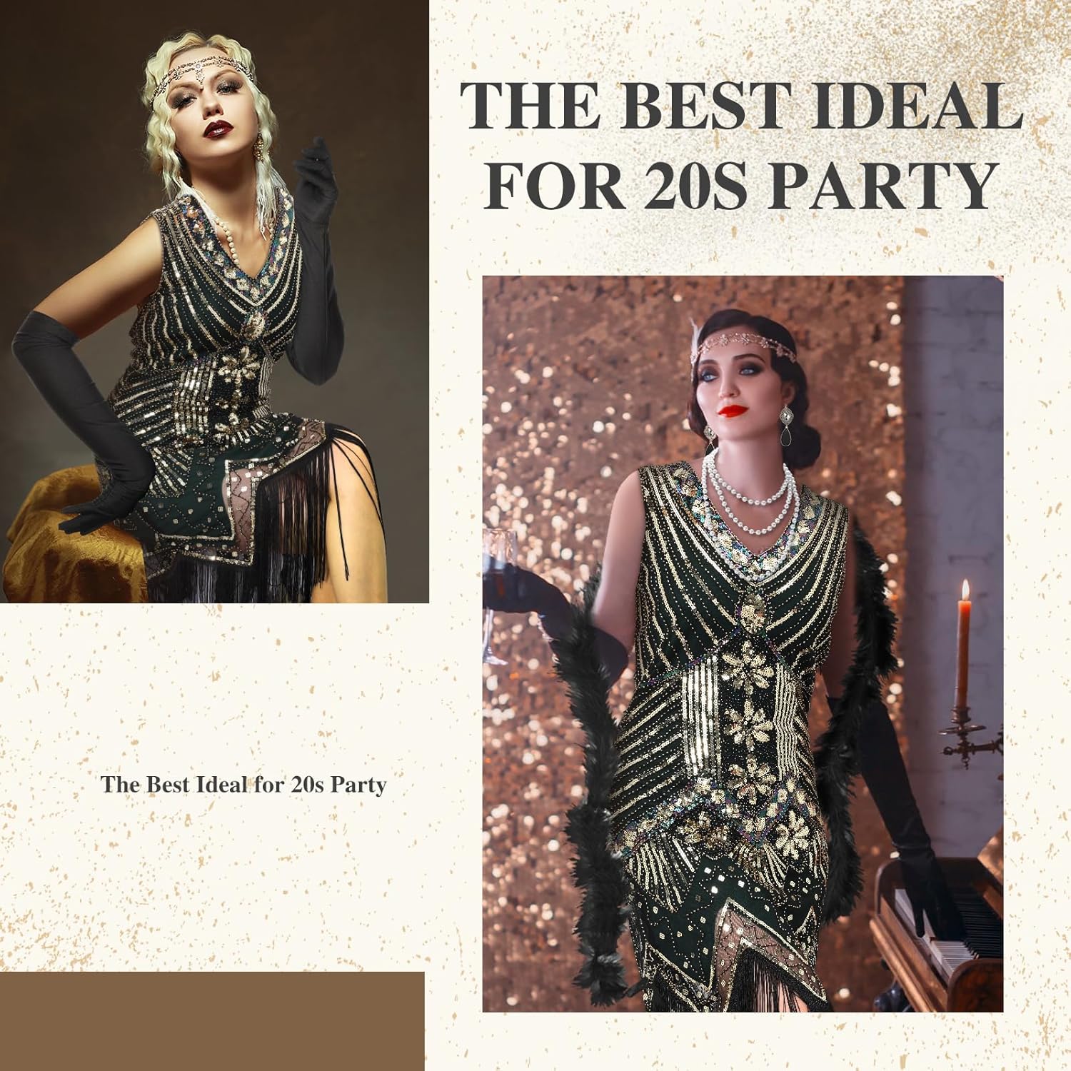 Set 9 Accessori Anni '20 per Donna - Verde, L - immagine 6