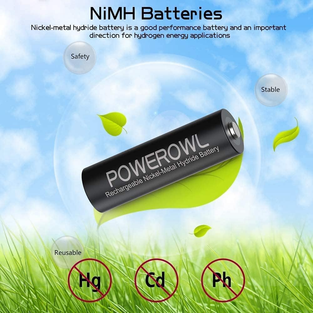 Powerowl Batterie Ricaricabili AA AAA Ni-MH 32 Pezzi - immagine 5
