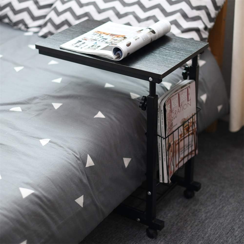 End Table - Tavolo Laptop Portatile con Ruote, Nero