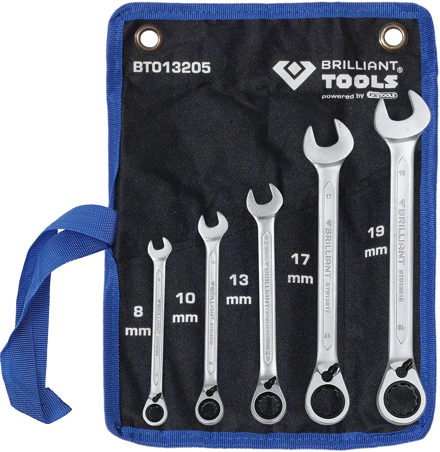 Juego de llaves de estrella de carraca, conmutables, 5 pzs, 8-19 mm