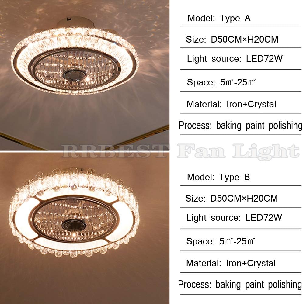 Crystal Ventilatore da Soffitto con Lampada LED 72W - immagine 6