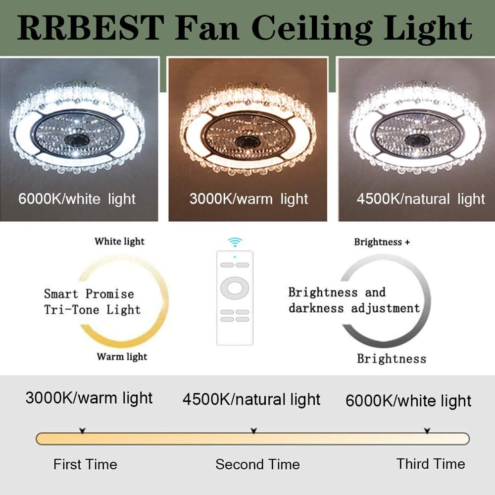 Crystal Ventilatore da Soffitto con Lampada LED 72W - immagine 7