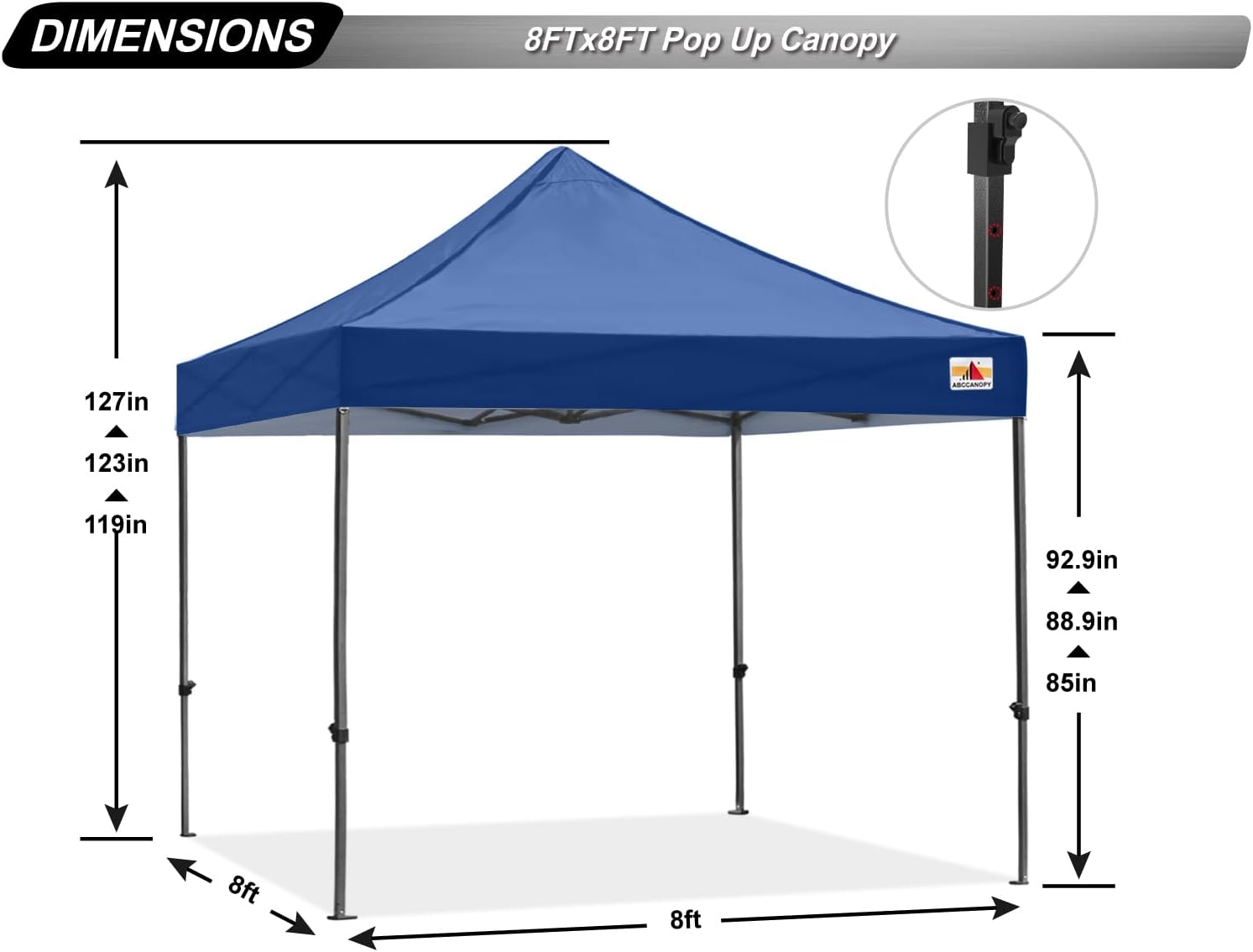 Abccanopy Gazebo Pop-Up Resistente 2,5x2,5m, Blu Navy - immagine 4