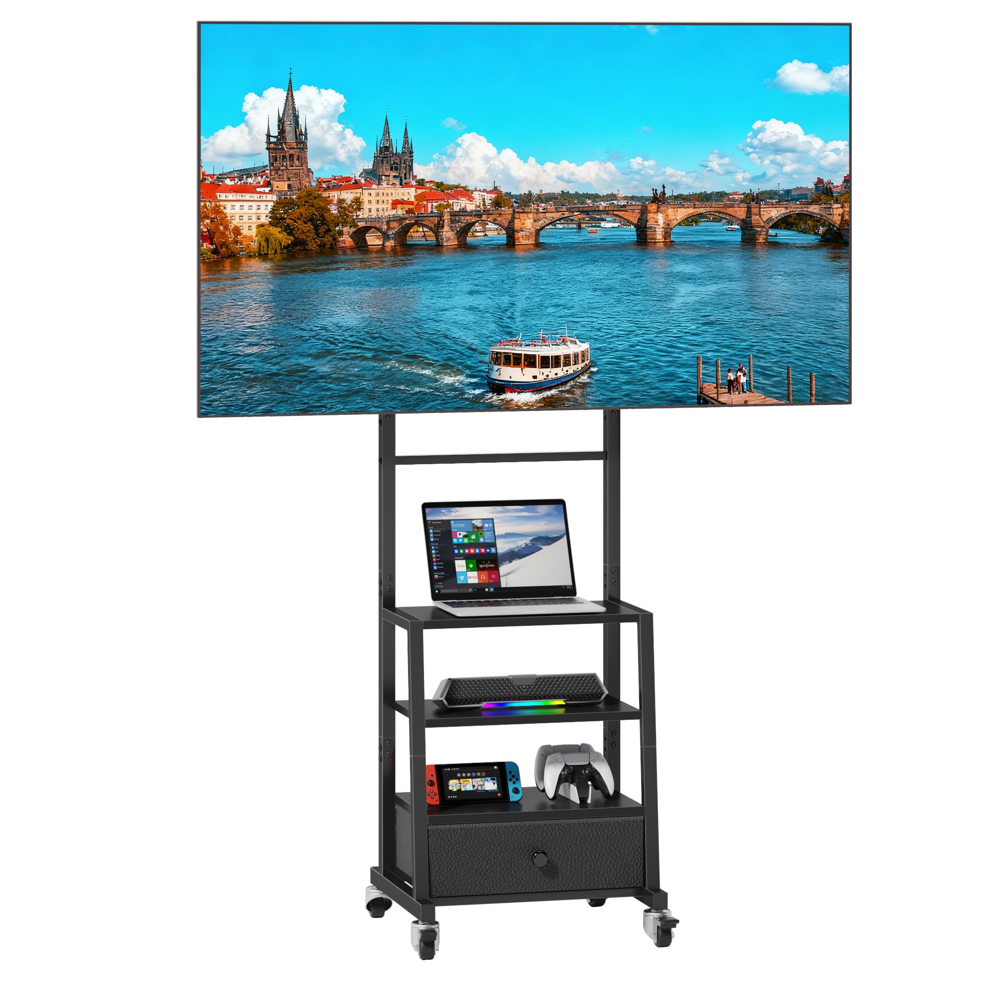 Carrello TV con Ruote e Cassetto per TV 32-55 pollici