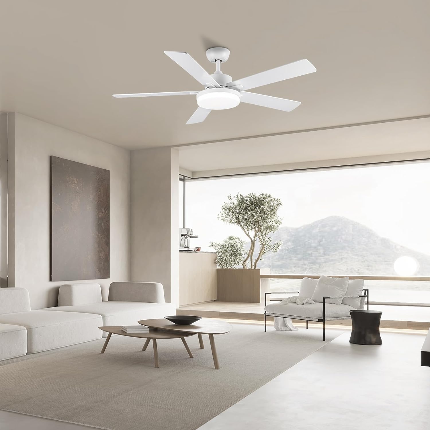 Newday Ventilatore da Soffitto 132cm con Luce, Bianco - immagine 7