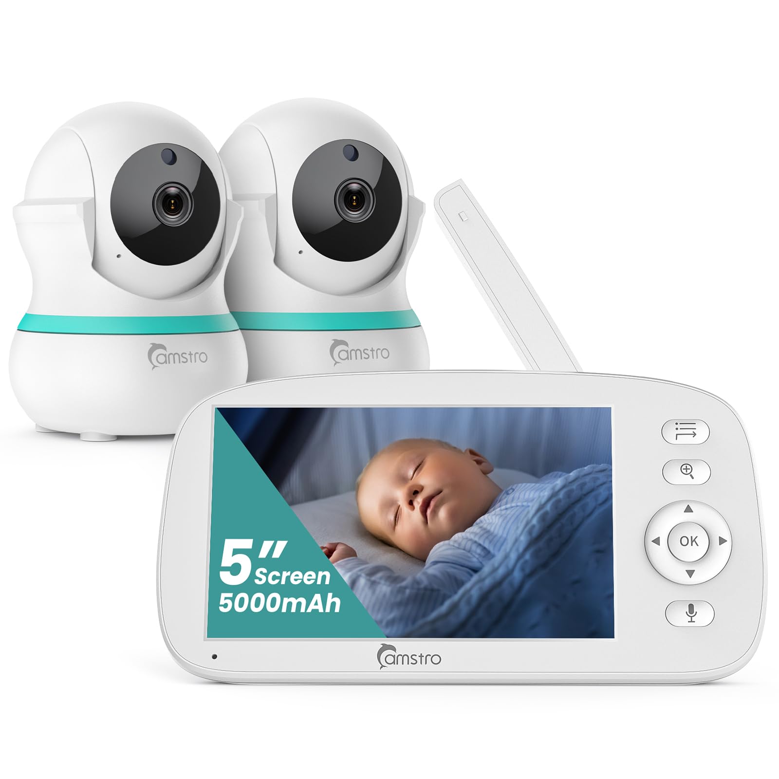 Babyphone con 2 Telecamere e Schermo 5 pollici