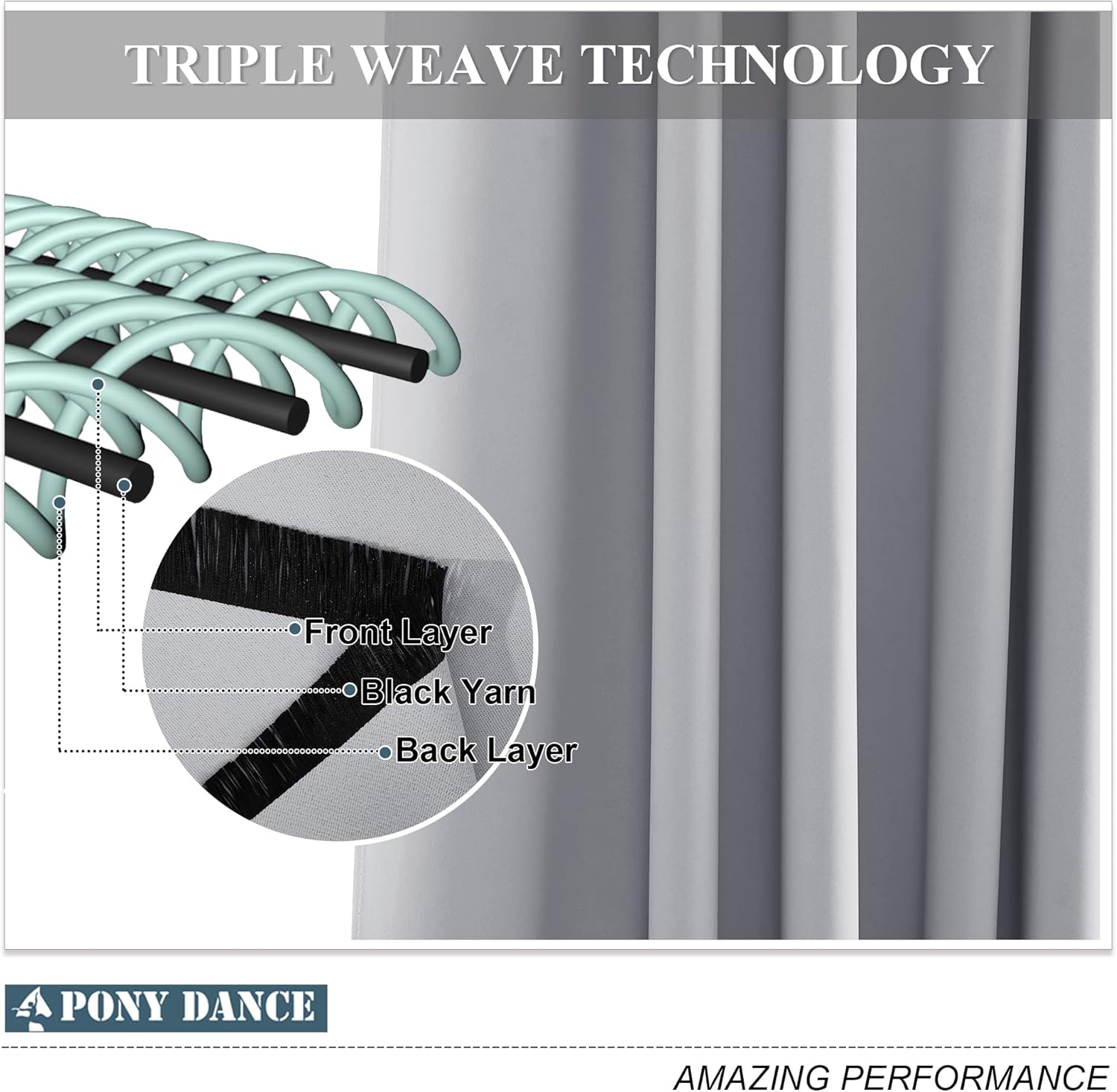 Pony Dance Tende Oscuranti Moderne 2 Pezzi, Grigio Chiaro - immagine 6