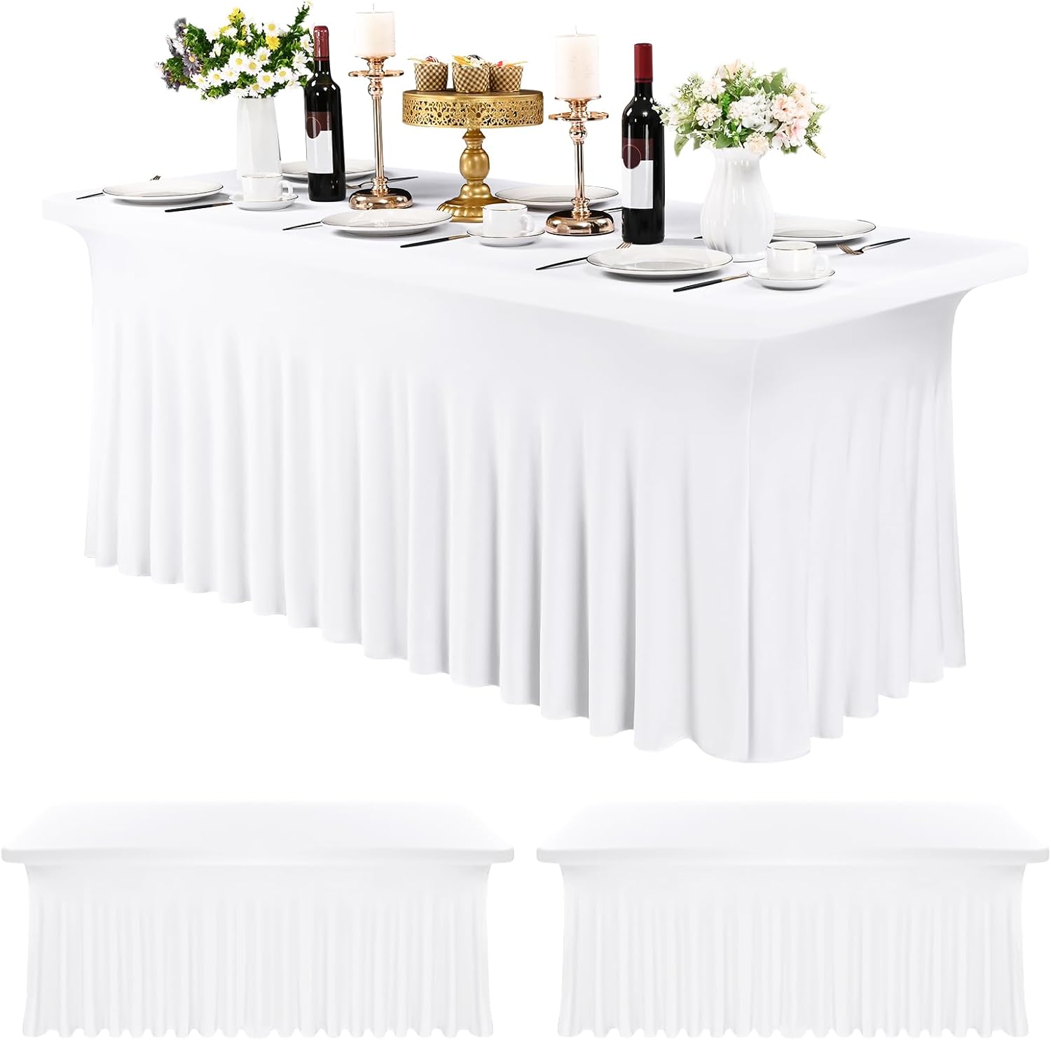 Gonne da Tavolo in Spandex per Tavoli Rettangolari (3 pz)