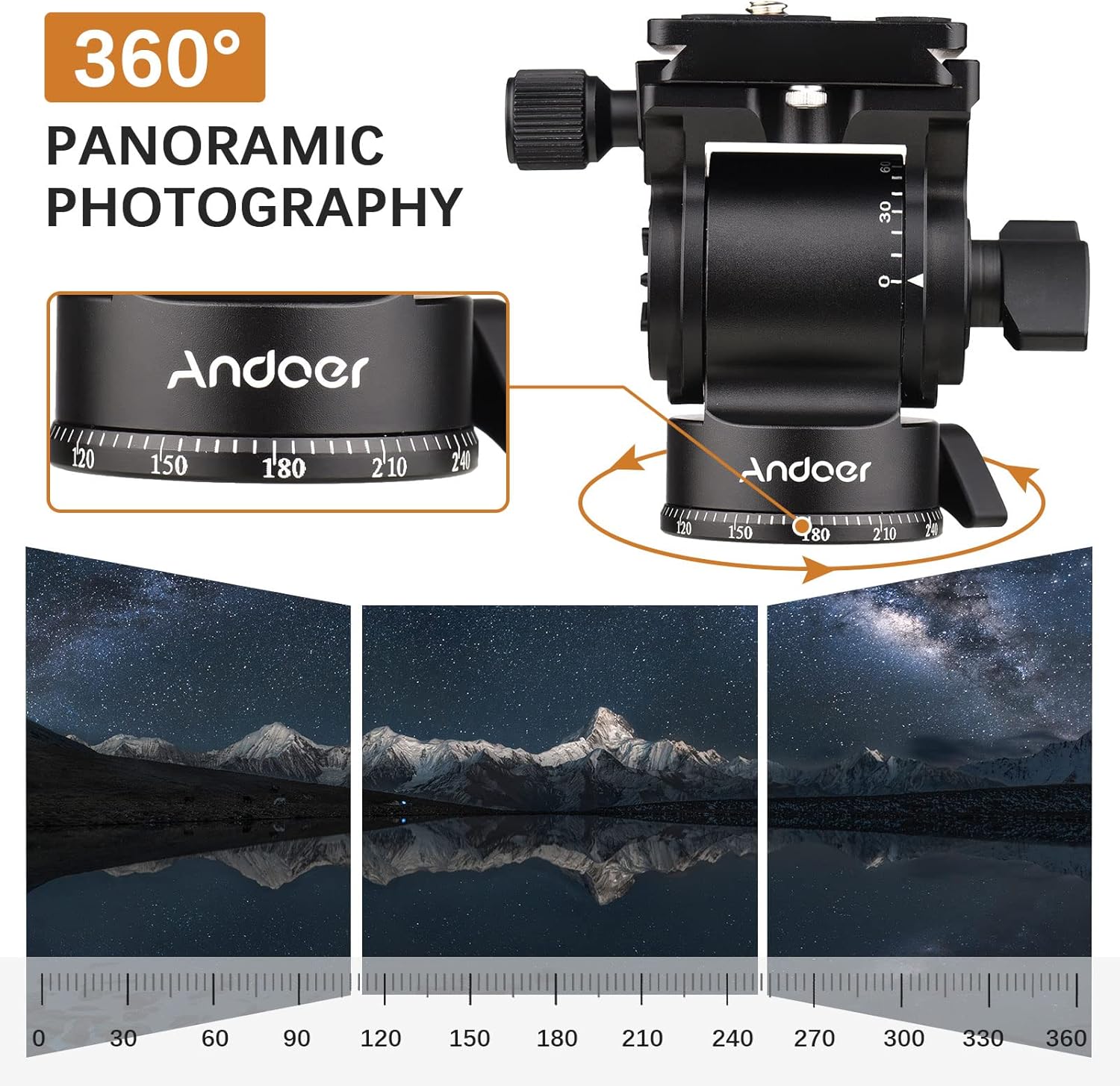 Andoer Testa Fluida Pan Tilt per Fotocamera Compatta - immagine 2