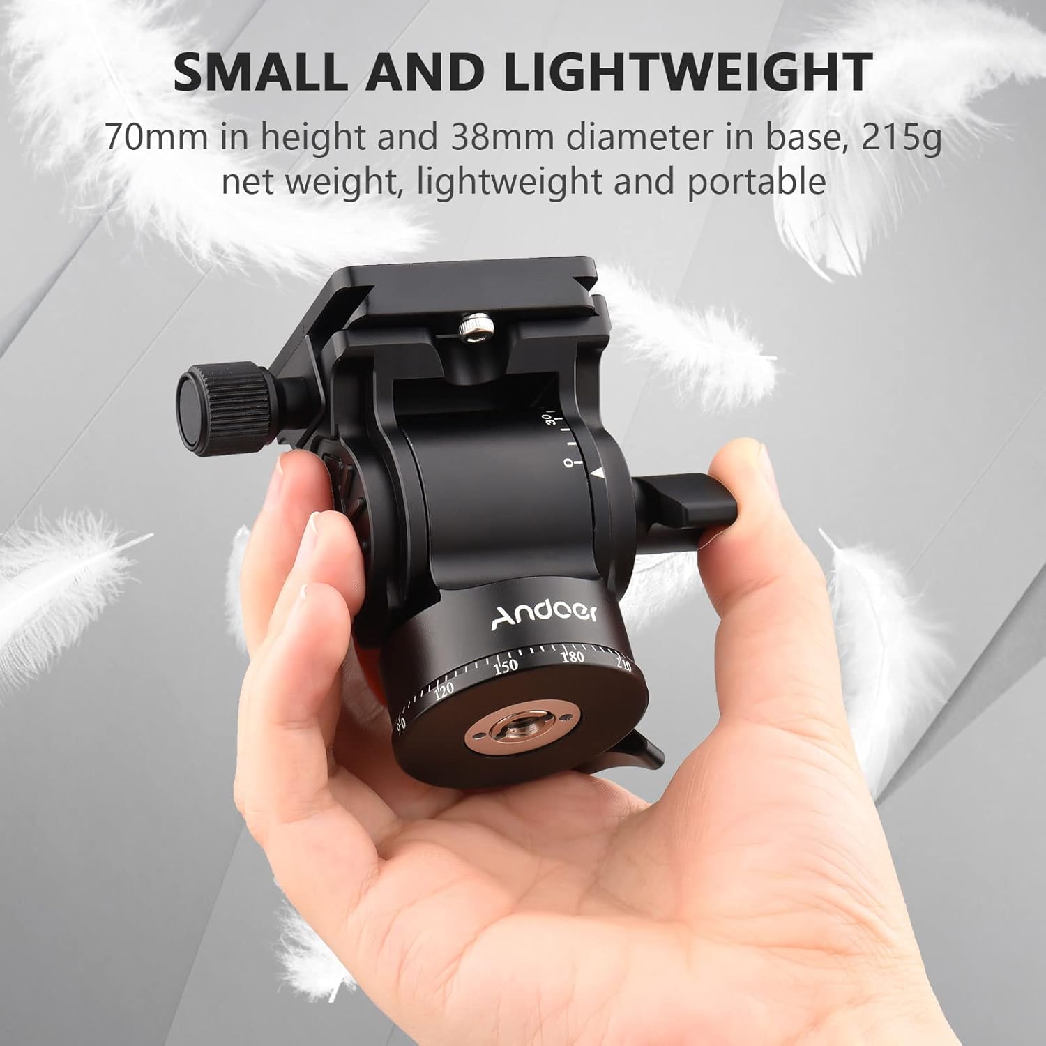 Andoer Testa Fluida Pan Tilt per Fotocamera Compatta - immagine 6