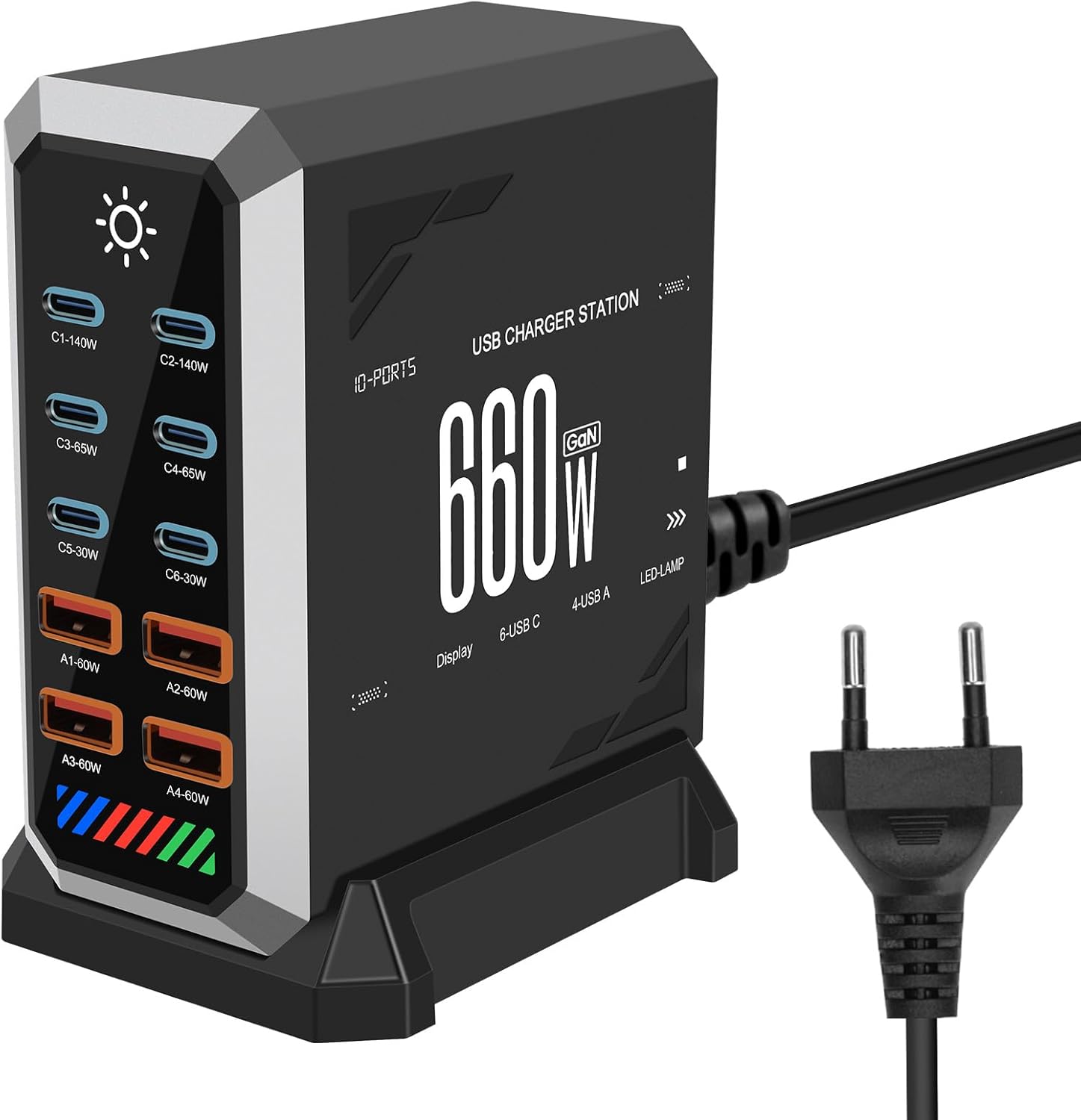 Caricatore USB C 660W 10 Porte Gan Power - immagine 1