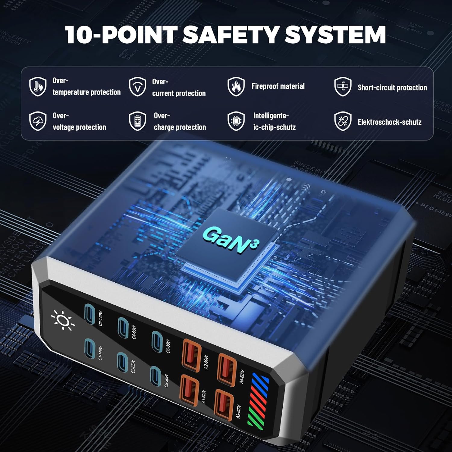 Caricatore USB C 660W 10 Porte Gan Power - immagine 4