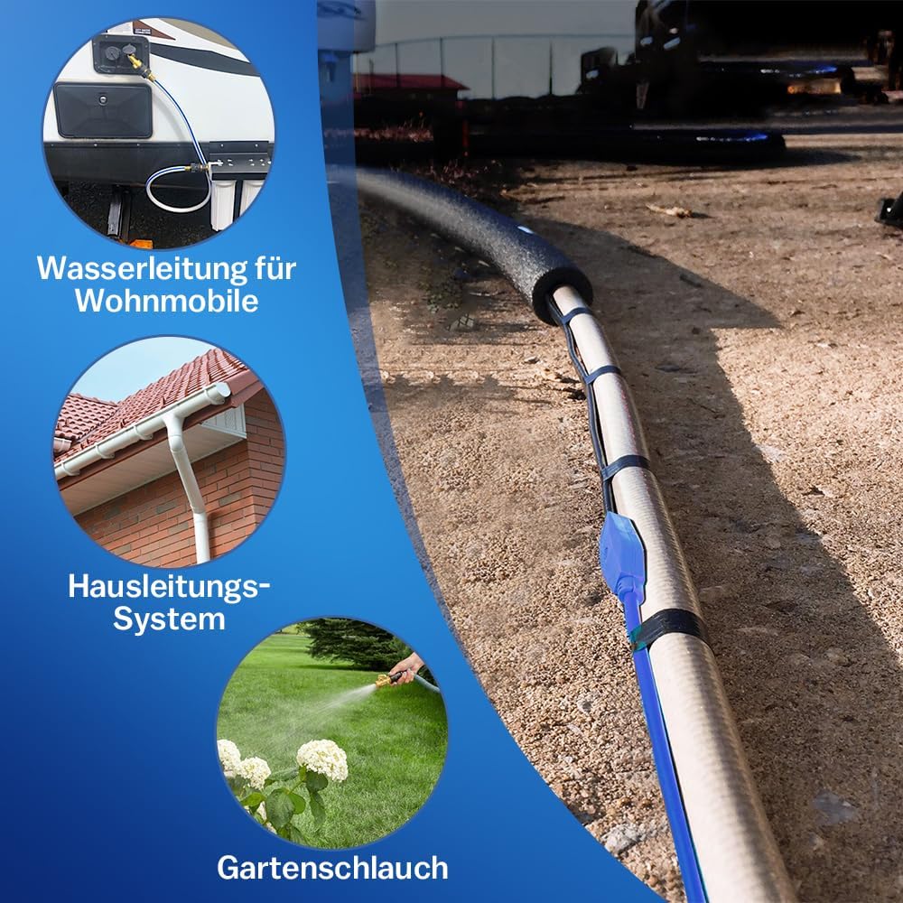 Cavo di riscaldamento antigelo da 8M con termostato e indicatore di temperatura, 230V, cavo riscaldante per tubi, 16W/M per tubazioni dell'acqua, cavo riscaldante impermeabile per tubazioni - immagine 4