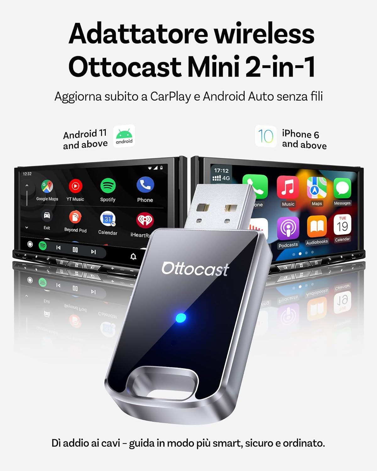 Ottocast Adattatore Wireless CarPlay & Android Auto 2025 - immagine 5