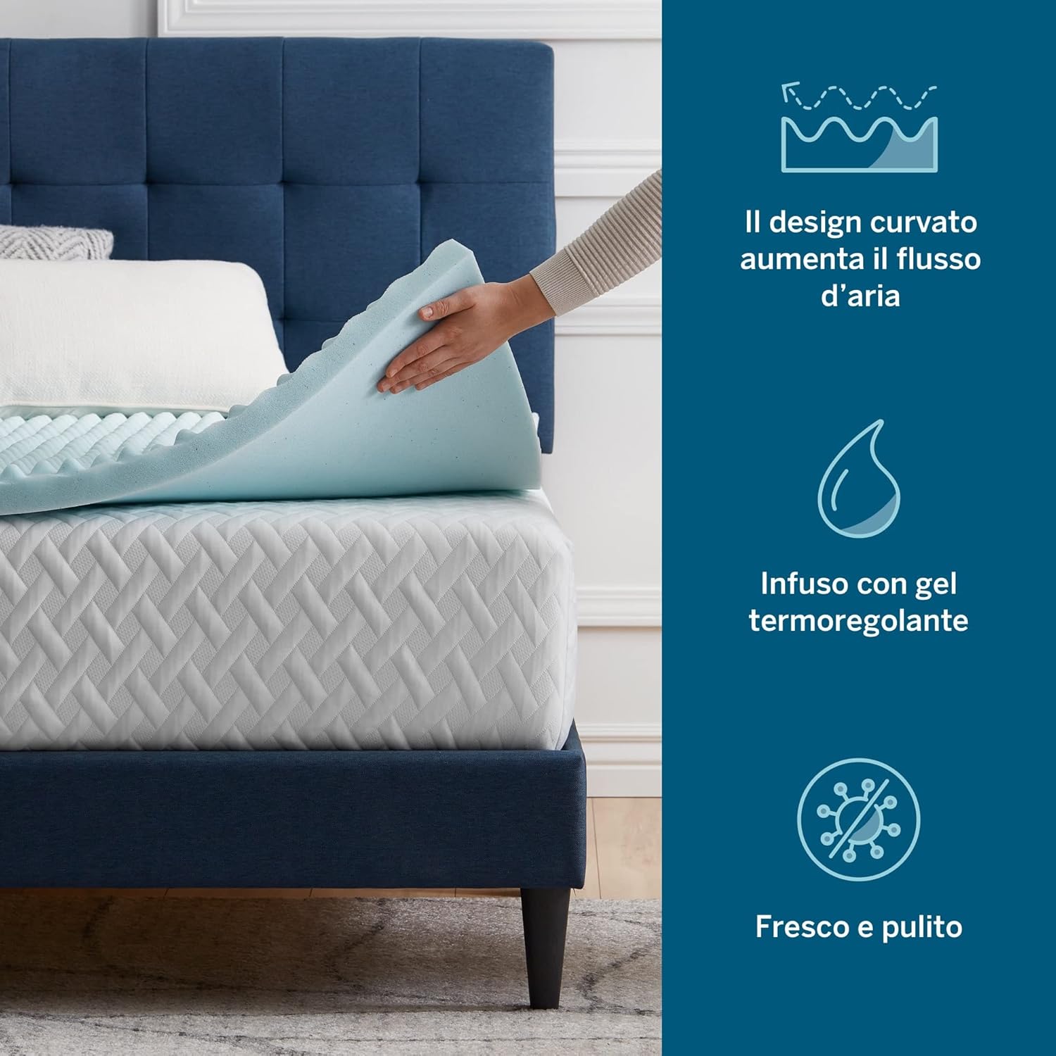 Lucid Topper Matrimoniale Memory Foam con Gel 5cm - immagine 2