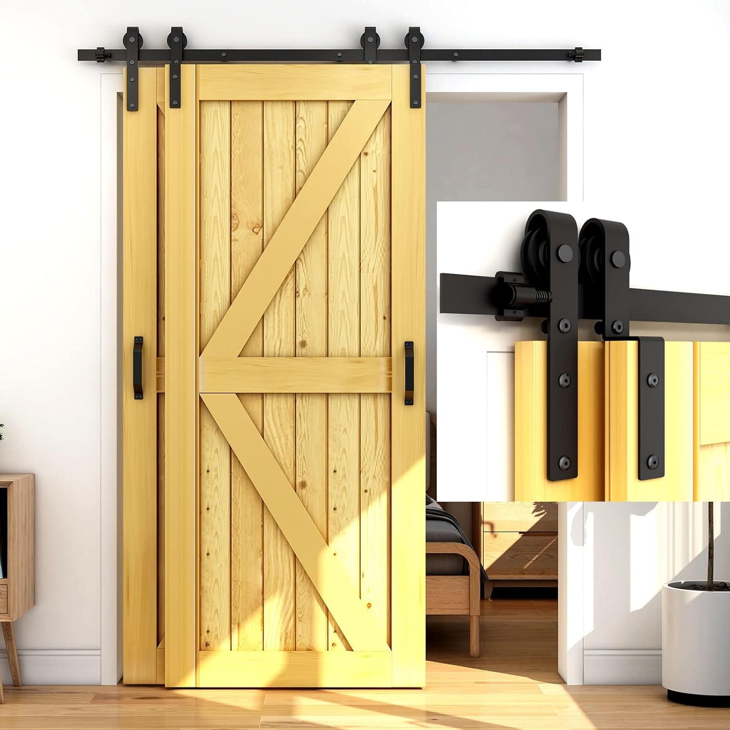 Ccjh 8FT/244 cm Kit Rail per Doppia Porta Scorrevole - immagine 2