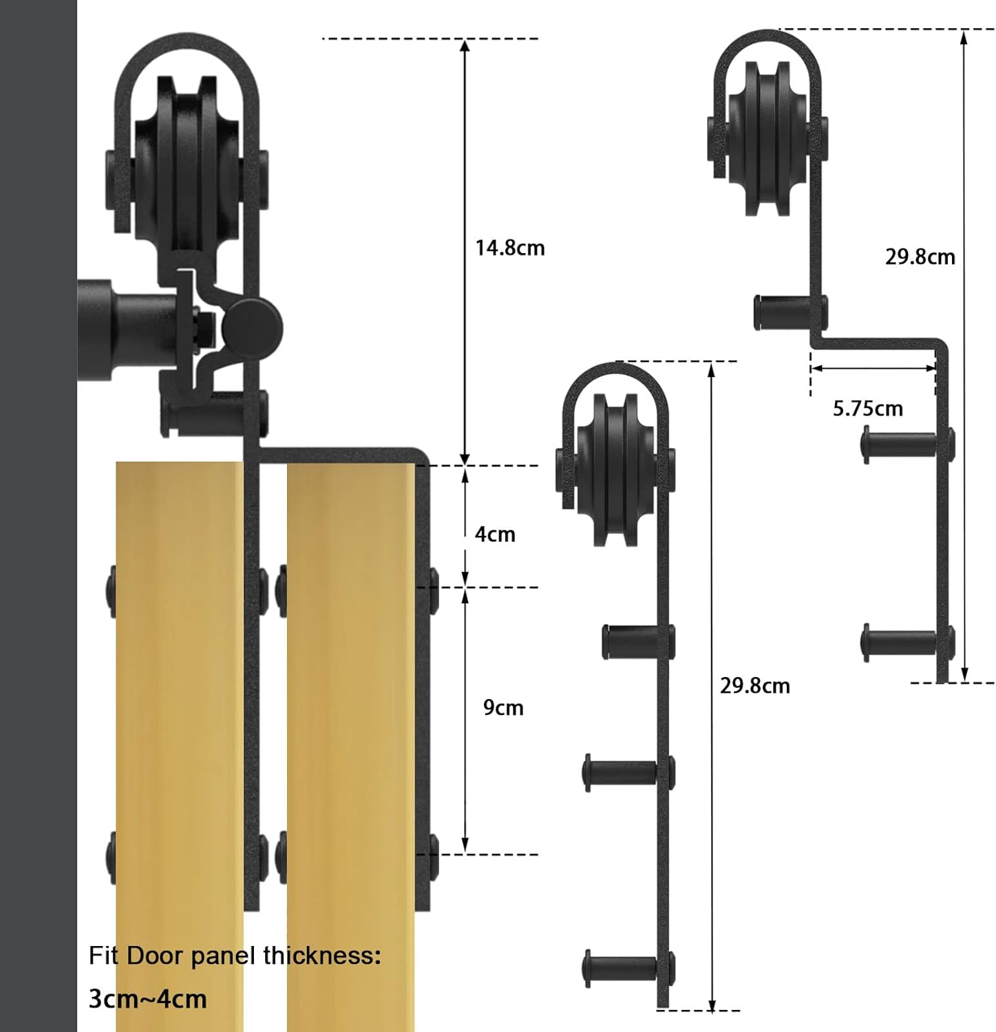 Ccjh 8FT/244 cm Kit Rail per Doppia Porta Scorrevole - immagine 6
